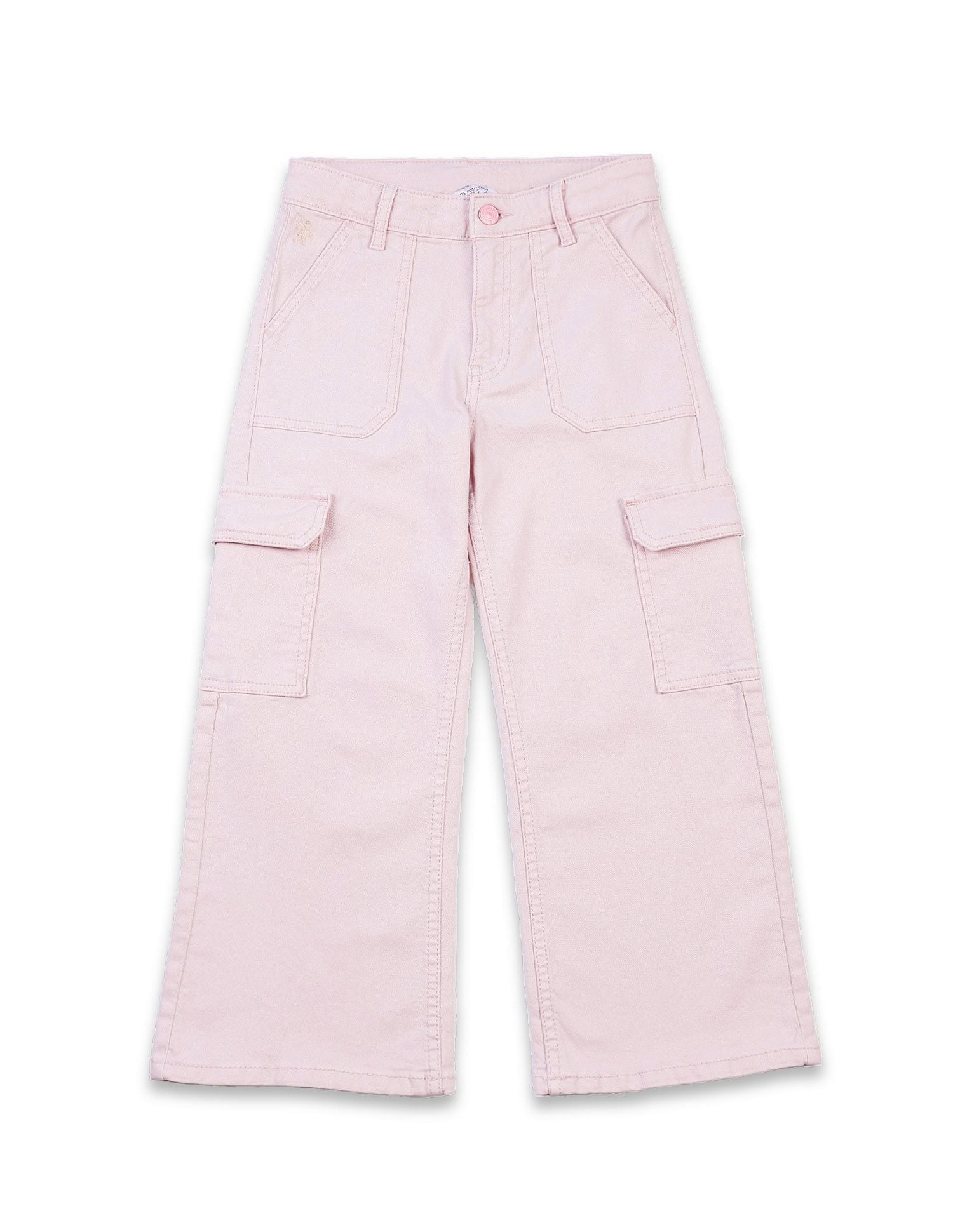 Girls Wide Leg Fit Cargo Jeans Ivory - U.S. POLO ASSN. | Large