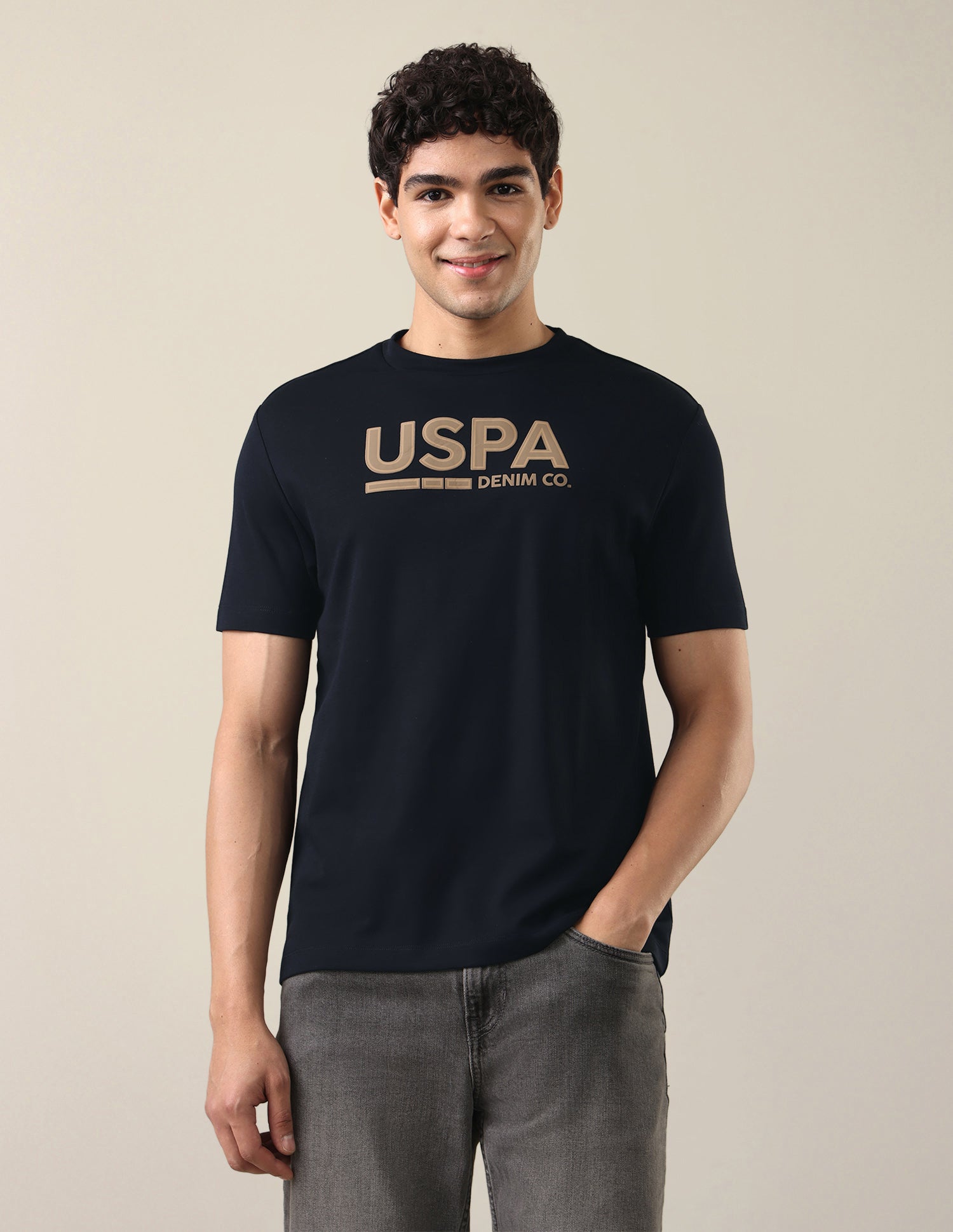Brand Printed Slim Fit T-Shirt Navy - U.S. Polo Assn. India | Large