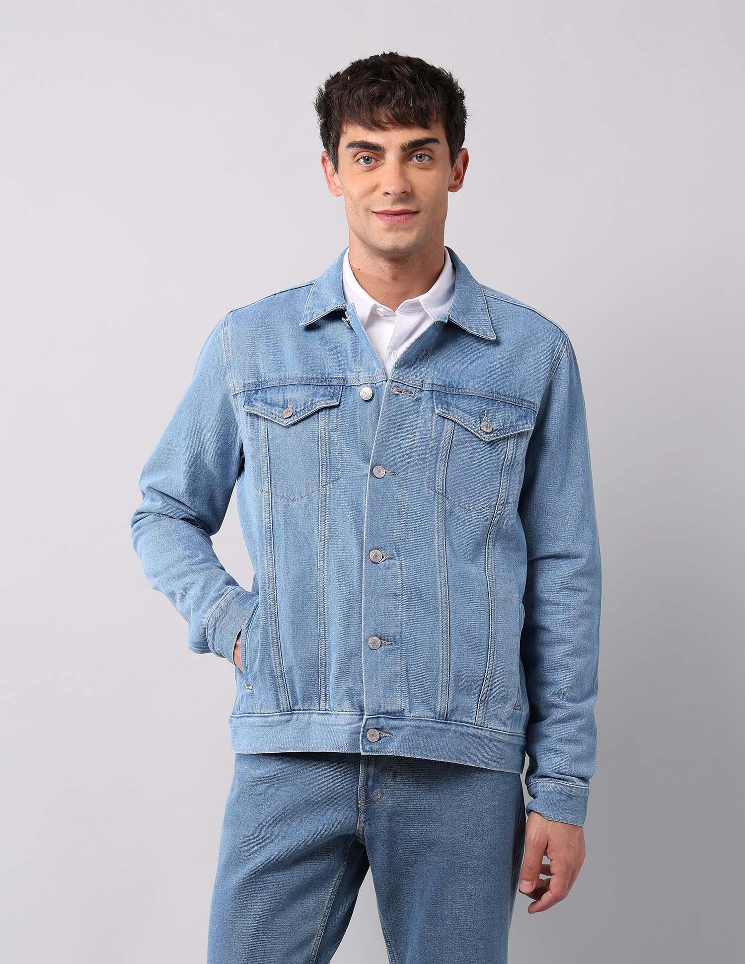 Pure Cotton Regular Fit Denim Jacket Light Wash - U.S. Polo Assn. India | Large