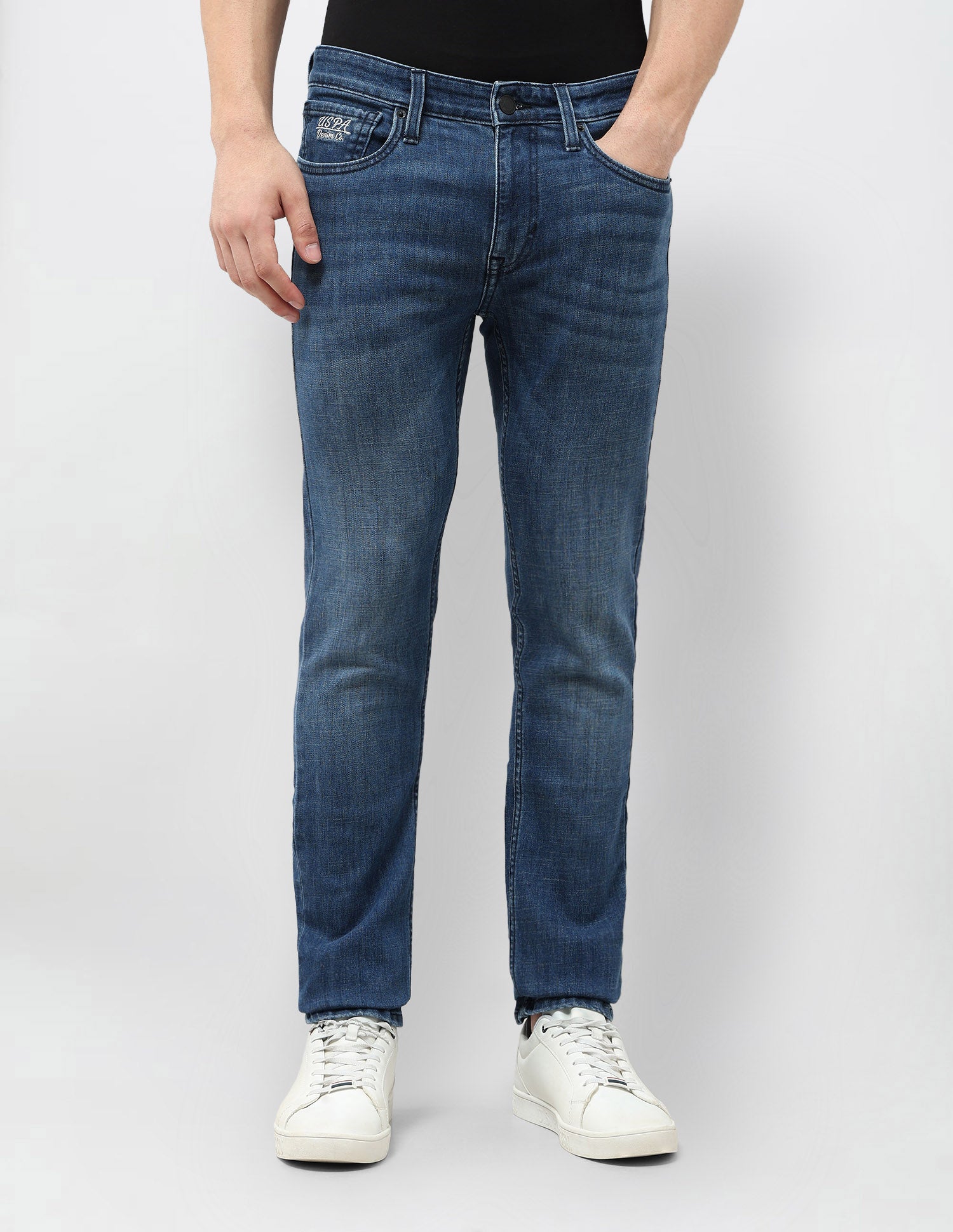 Regallo Skinny Fit Mid Rise Jeans Med Blue - U.S. Polo Assn. India | Large