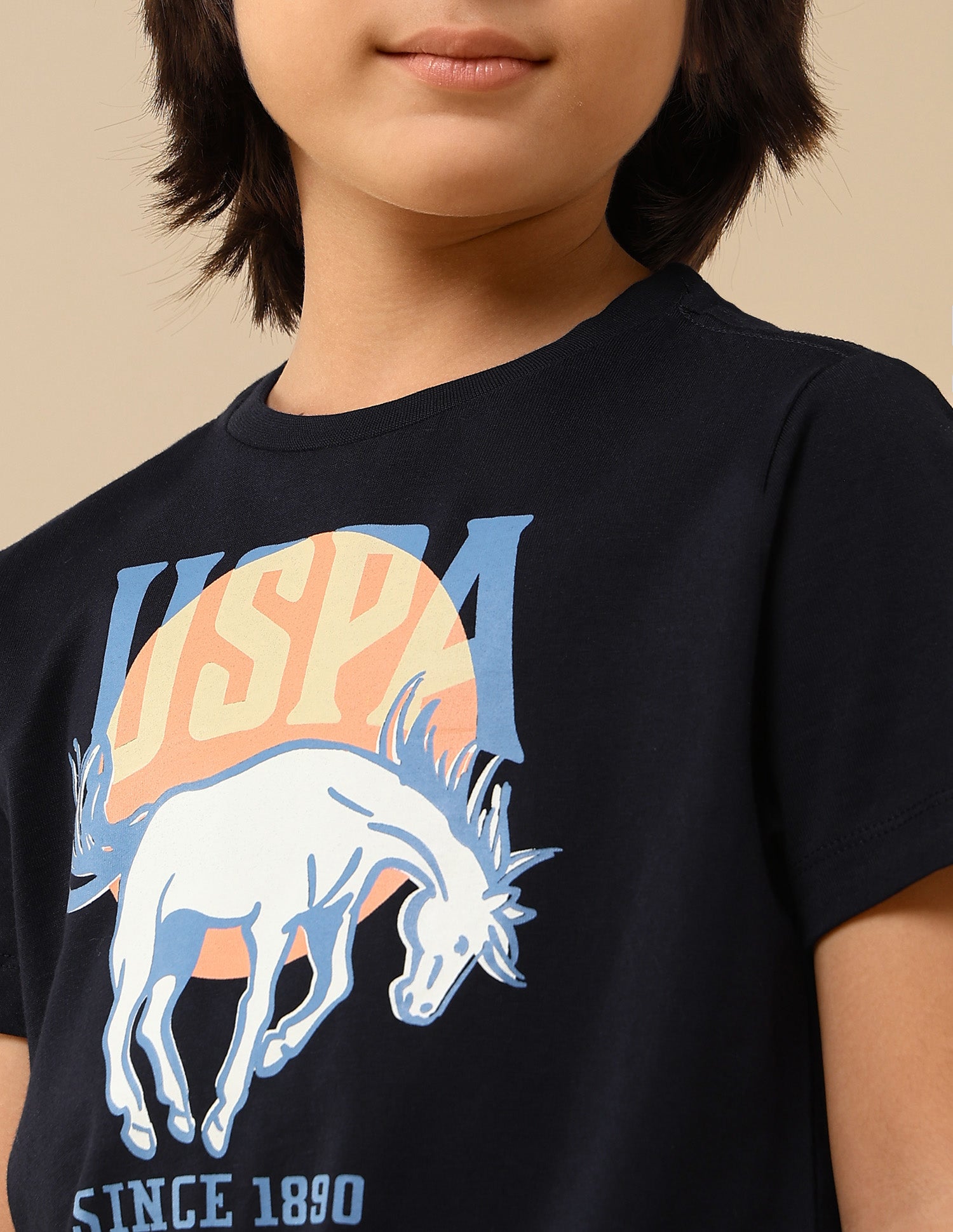 Boys Graphic Brand Printed Regular Fit T-Shirt Blue - U.S. POLO ASSN. | Large