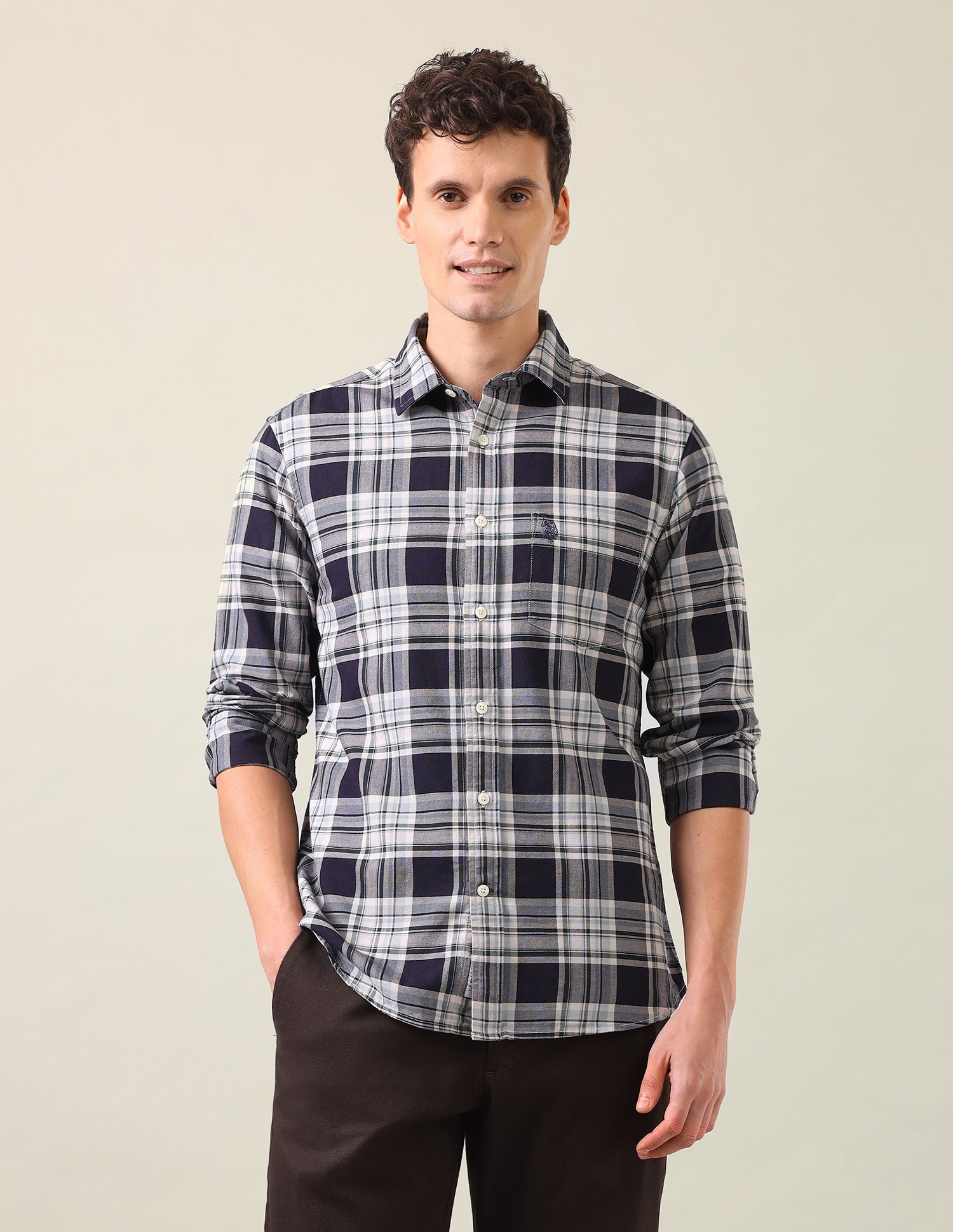 Tartan Checked Oxford Shirt Navy - U.S. Polo Assn. India | Large