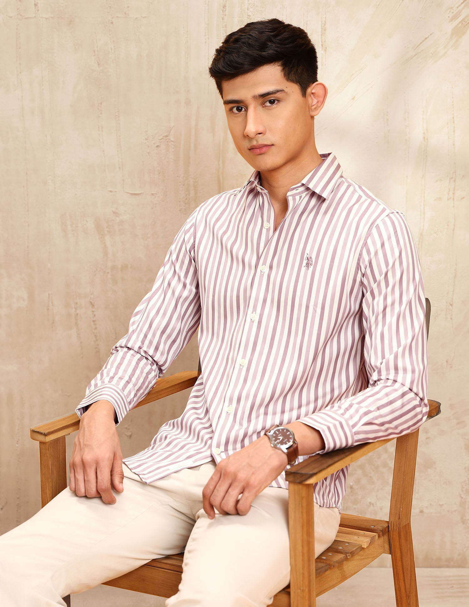 Poplin Vertical Striped Shirt Pink - U.S. POLO ASSN. | Large