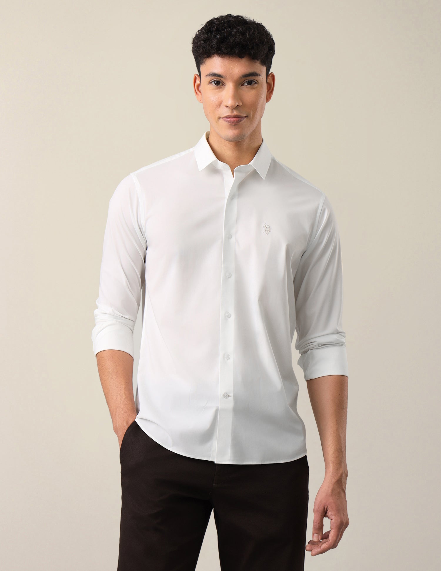 Solid Tailored Fit Shirt White - U.S. Polo Assn. India | Large