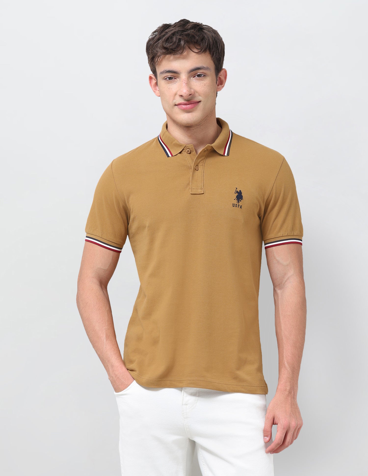 Solid Regular Fit Polo Shirt Mustard - U.S. Polo Assn. India | Large