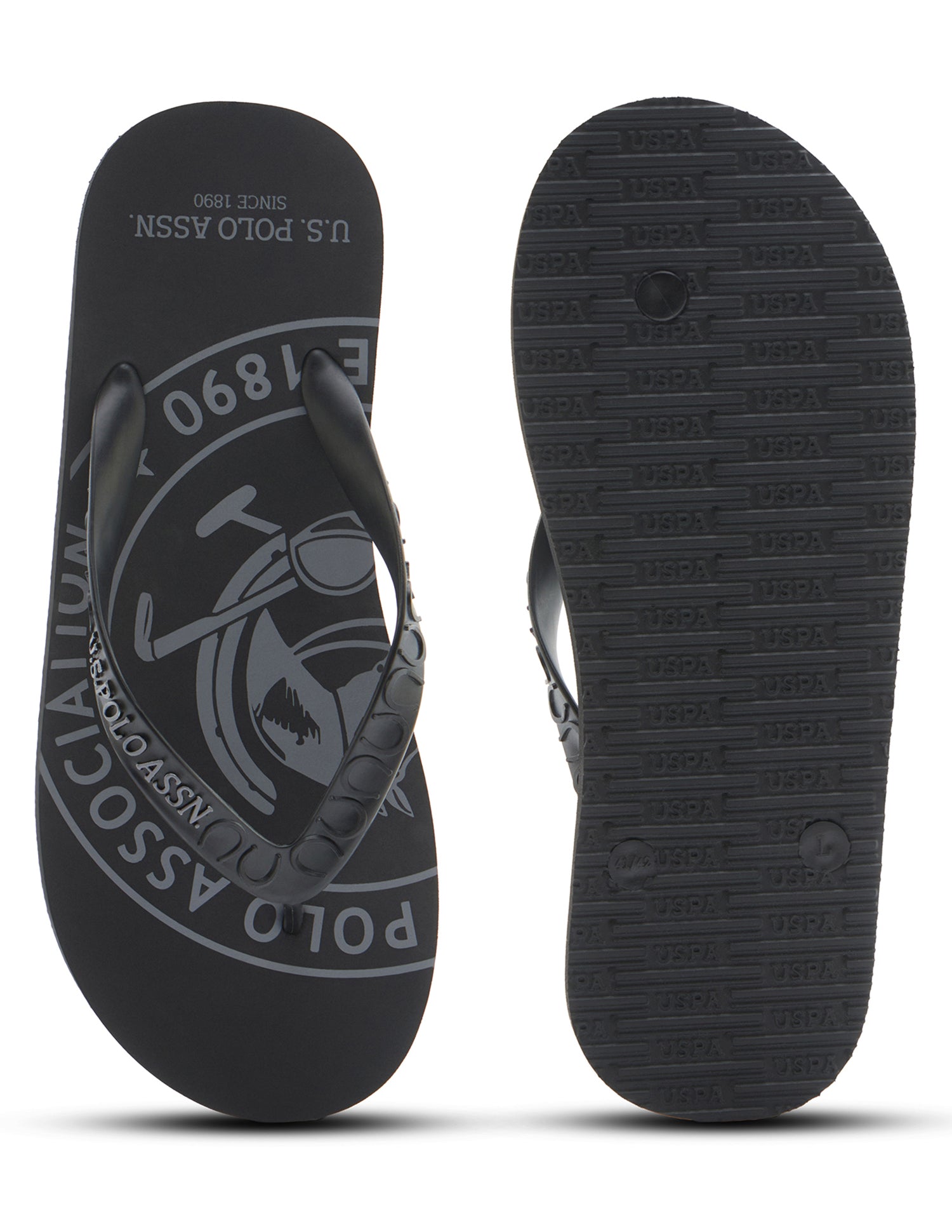 Alabi Brand Printed Flip Flops Black - U.S. Polo Assn. India | Large