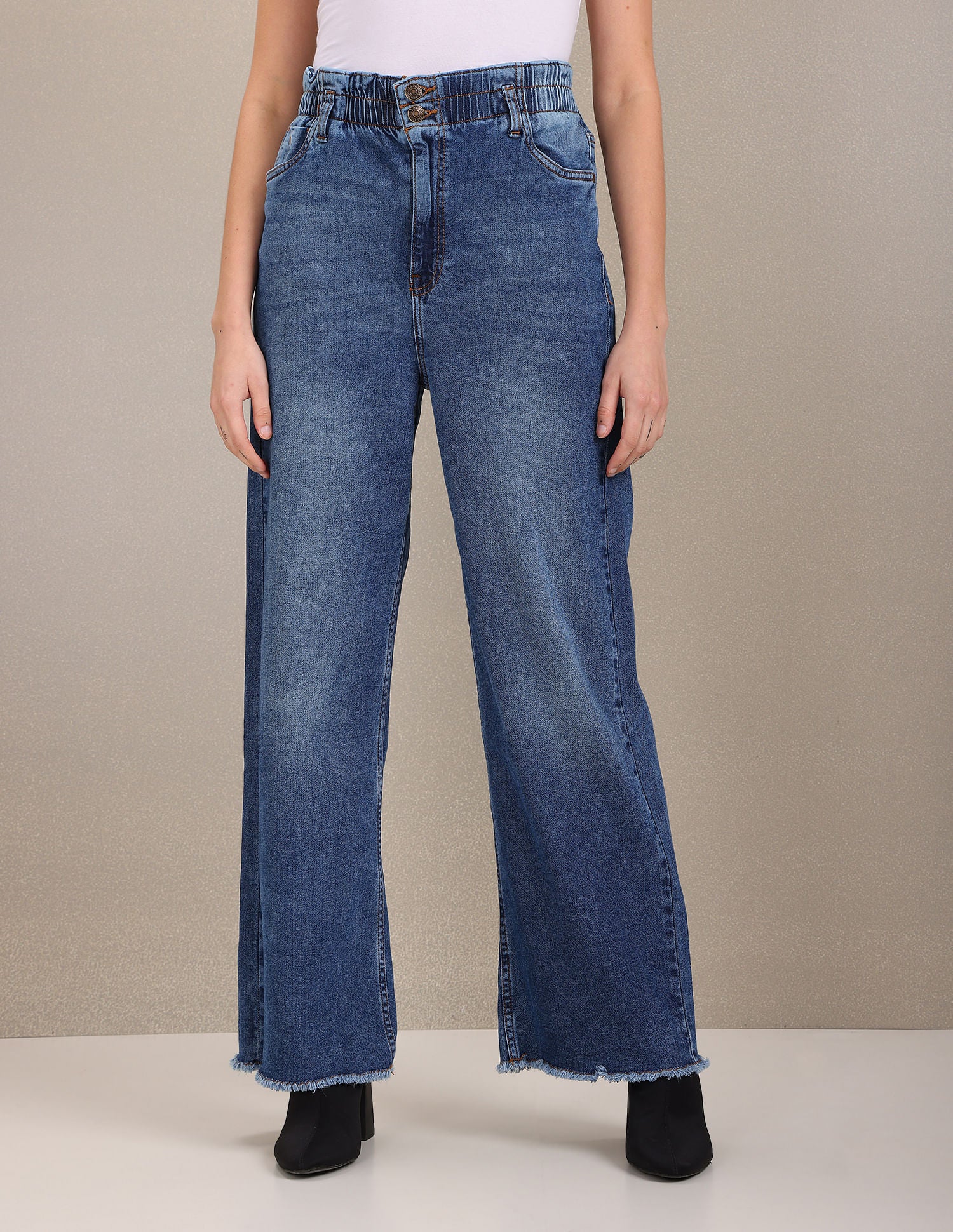 High Rise Wide Leg Jeans Dark Blue - U.S. Polo Assn. India | Large