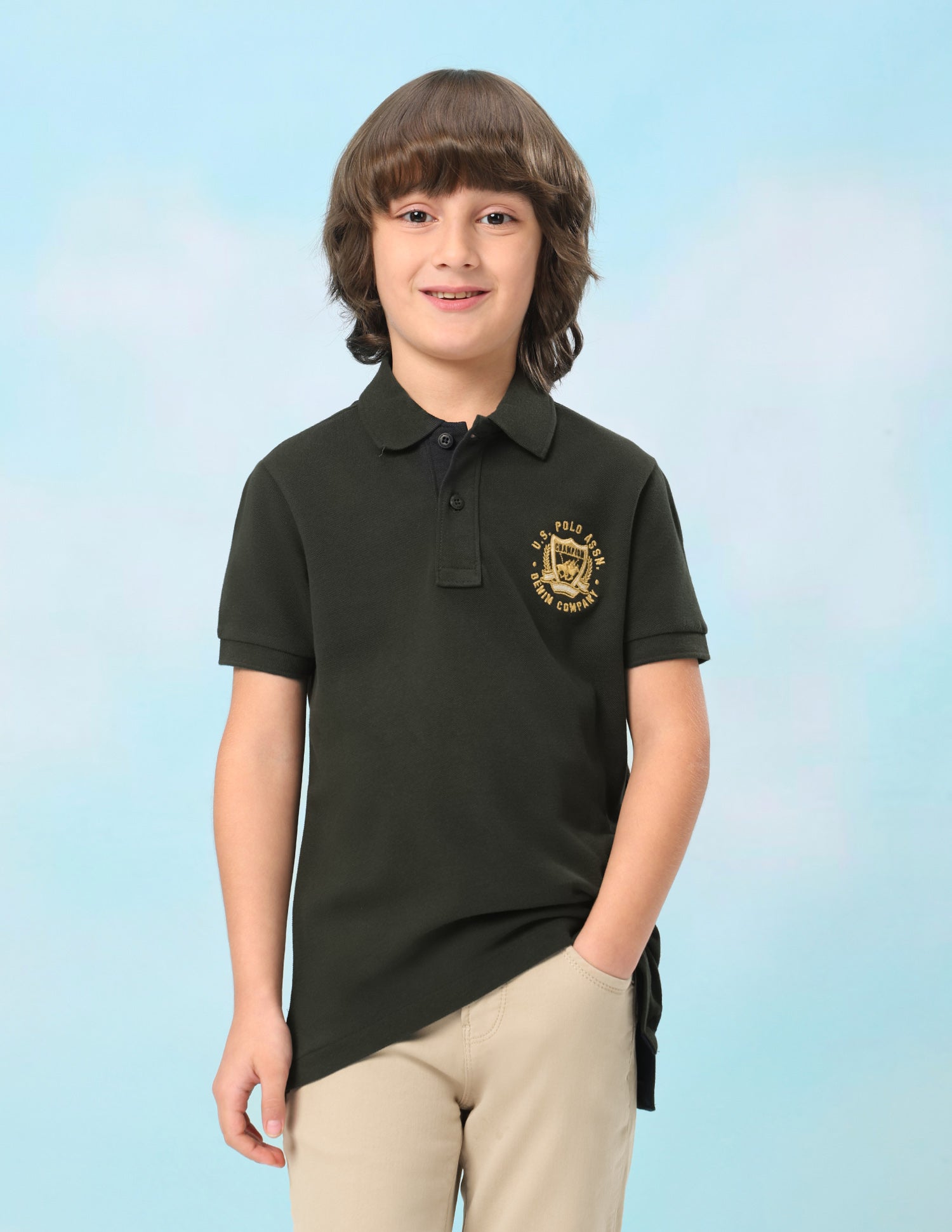 Solid Regular Fit Polo Shirt Olive - U.S. Polo Assn. India | Large