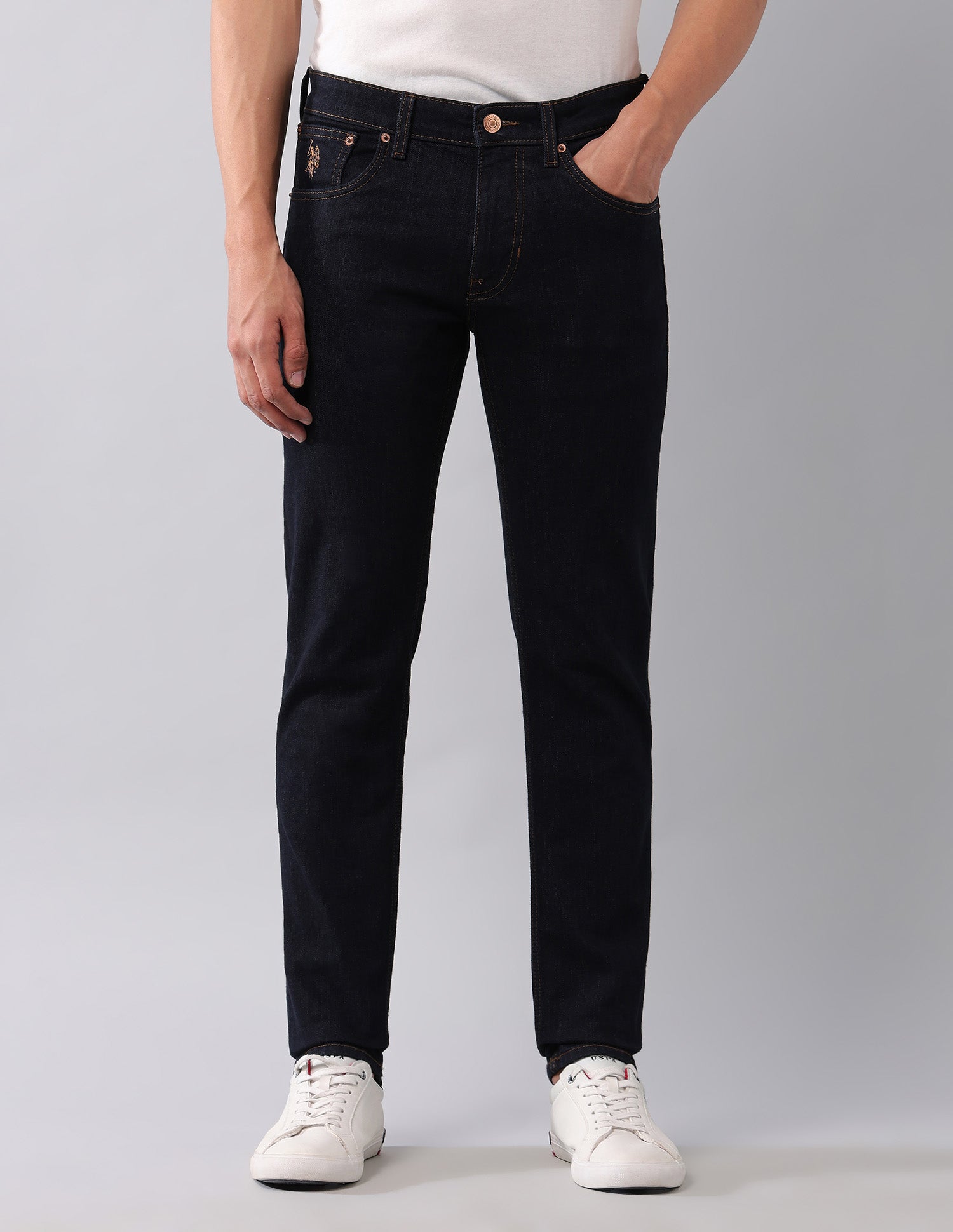 Brandon Slim Tapered Fit Blue Vintage Jeans Dark Wash - U.S. Polo Assn. India | Large