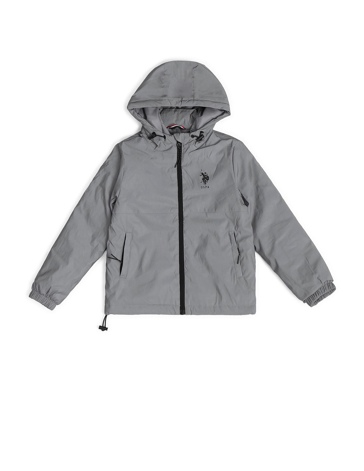 Boys Regular Fit Solid Padded Jacket Silver - U.S. POLO ASSN. | Large