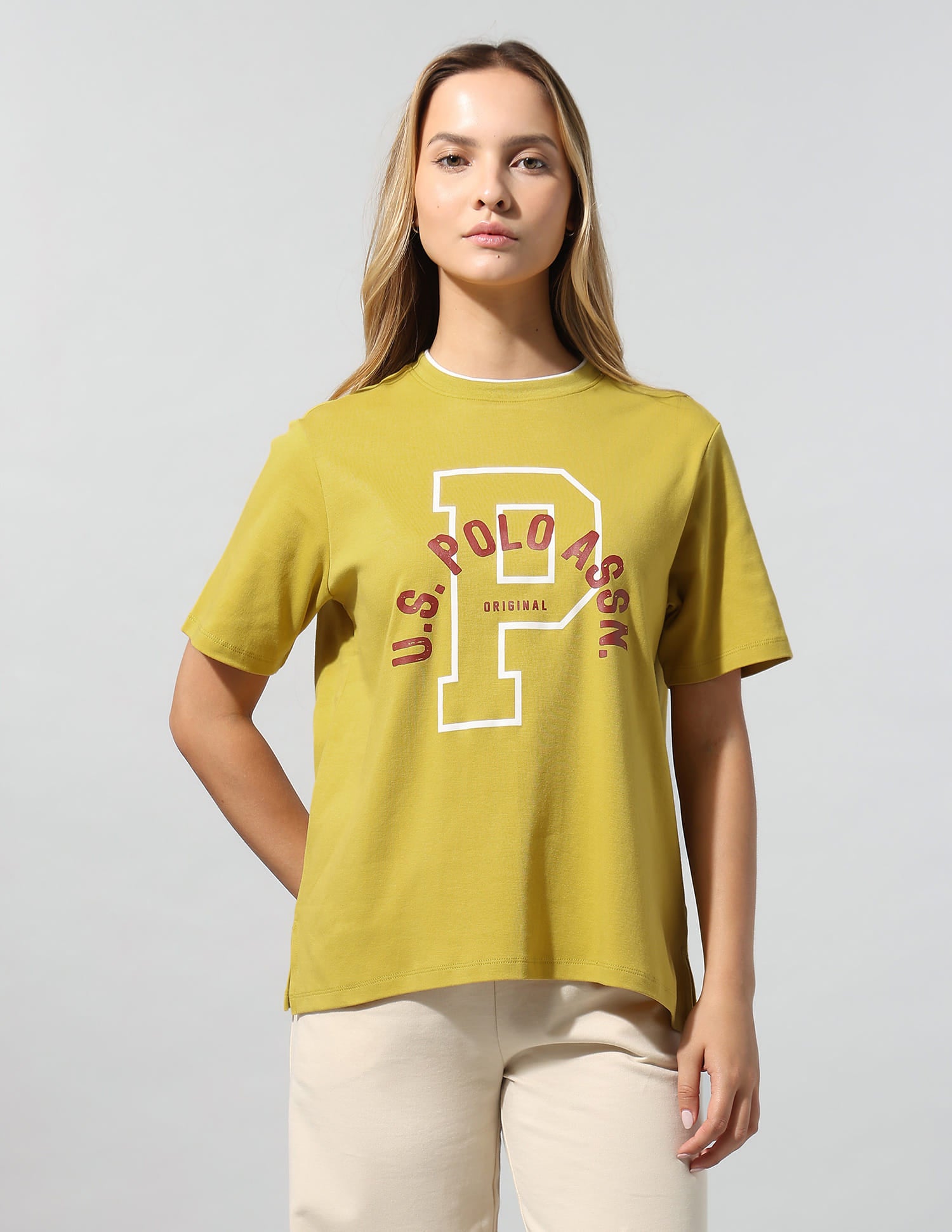 Shrunken Regular Fit T-Shirt Yellow - U.S. Polo Assn. India | Large