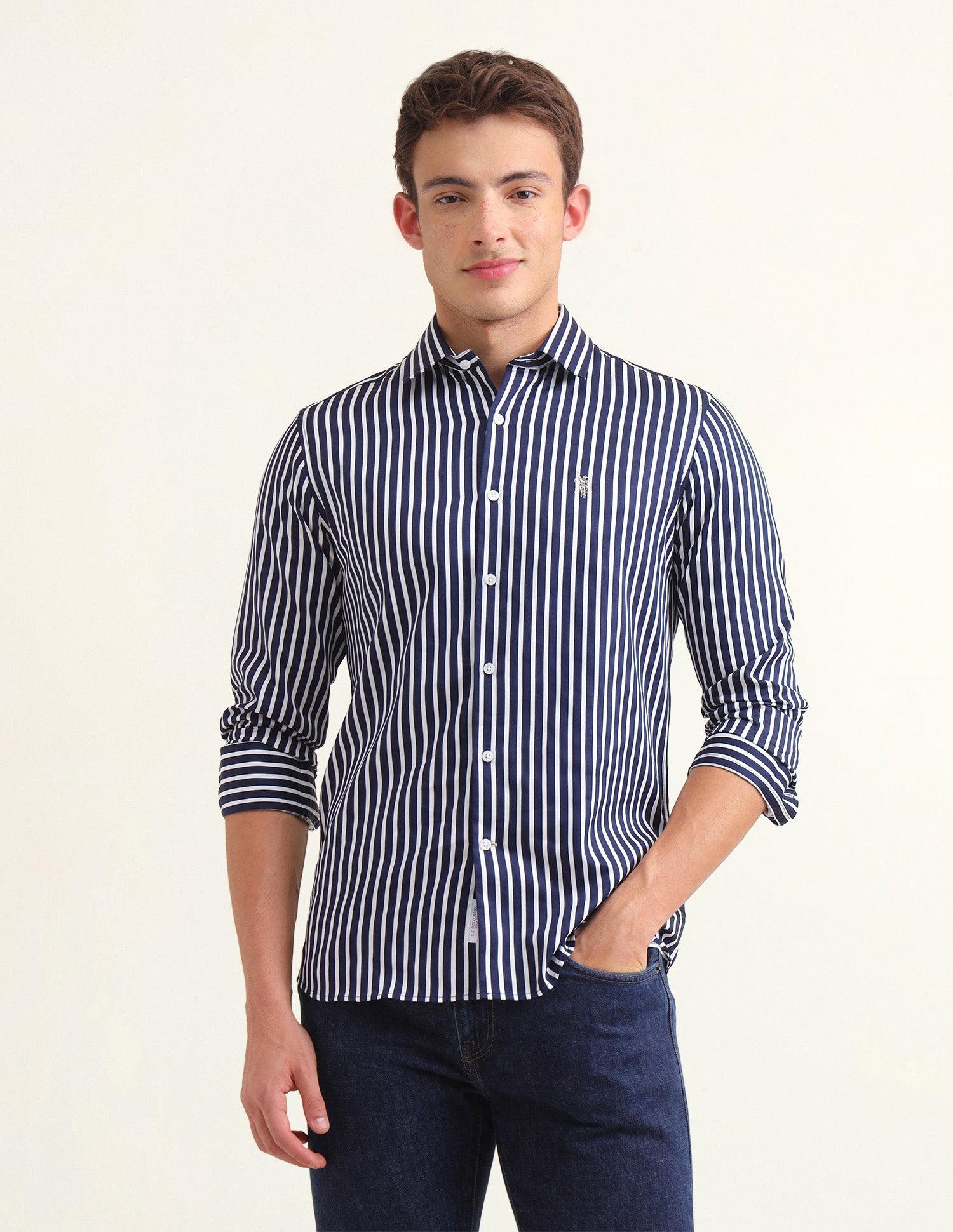 Vertical Striped Regular Fit Shirt Navy - U.S. Polo Assn. India | Large