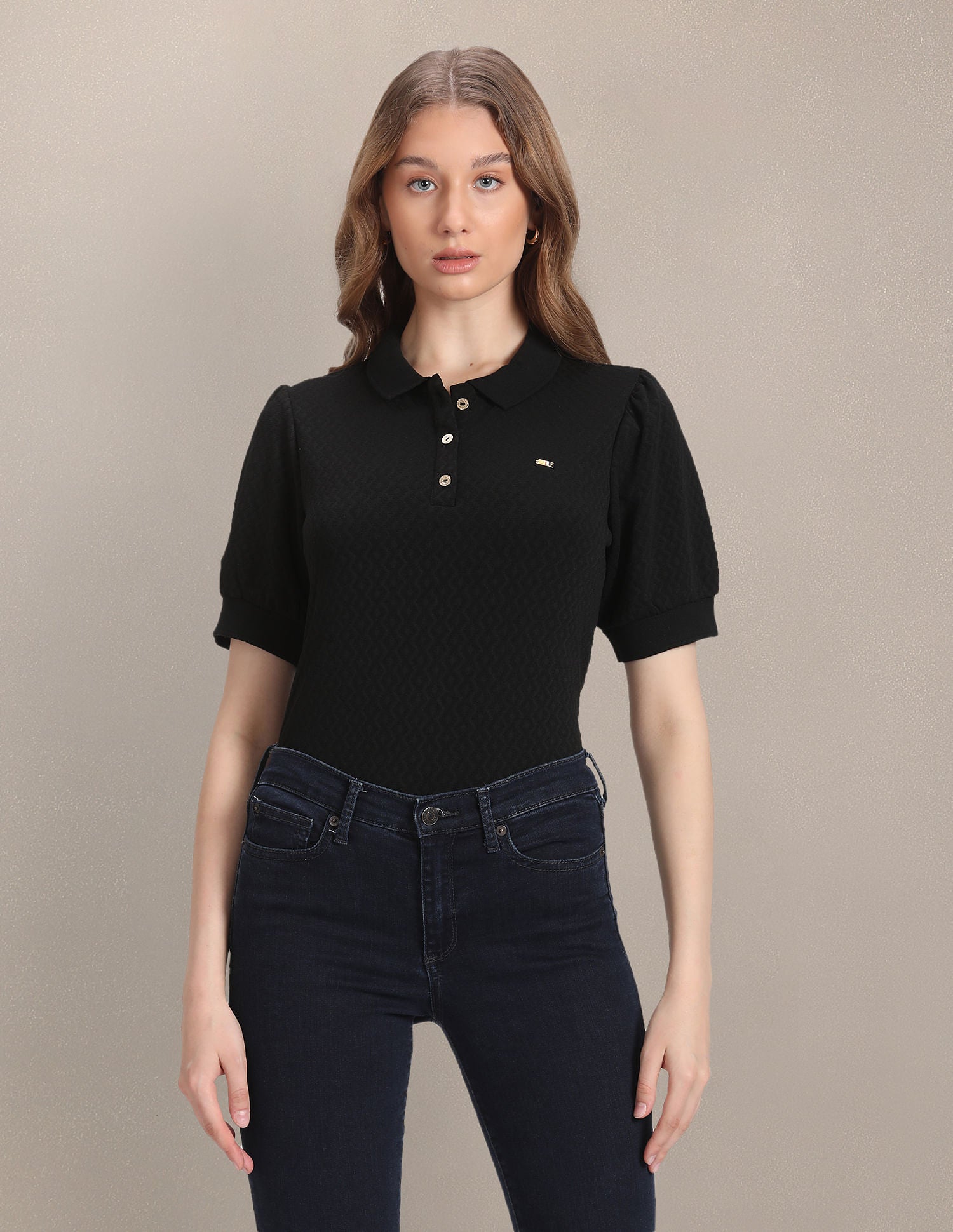 Textured Knit Polo Shirt Black - U.S. POLO ASSN. | Large