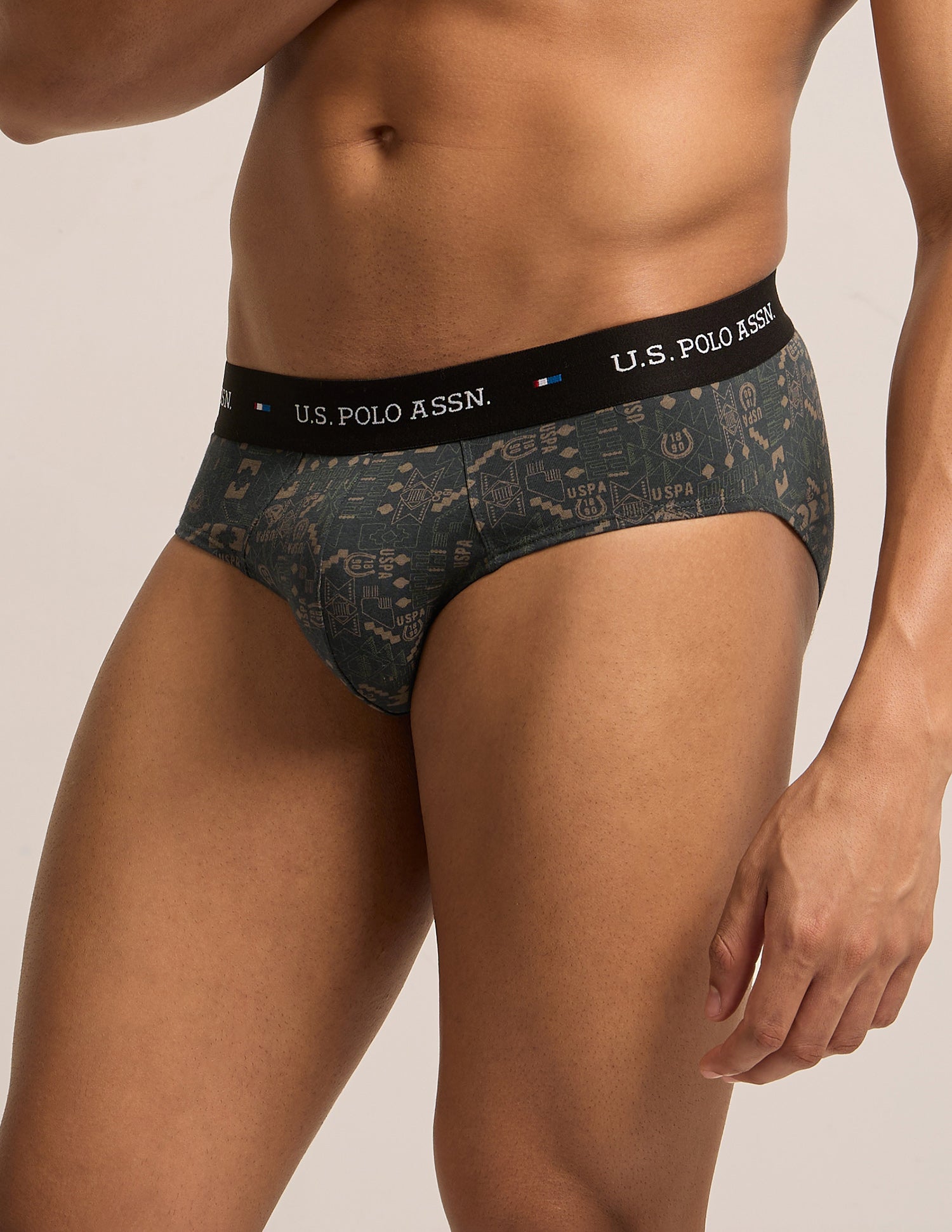 Breathable Cotton Stretch OEB25 Briefs - Pack of 3 Java|Bettle|Forest River - U.S. Polo Assn. India | Large