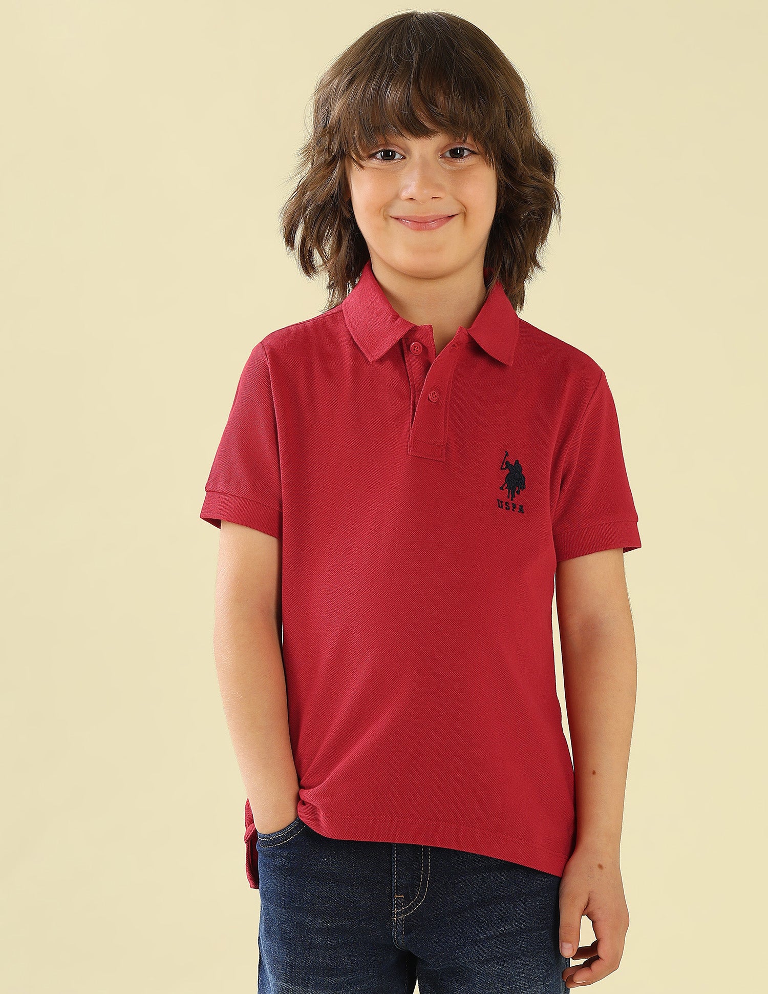 Solid Regular Fit Polo Shirt Burgundy - U.S. Polo Assn. India | Large