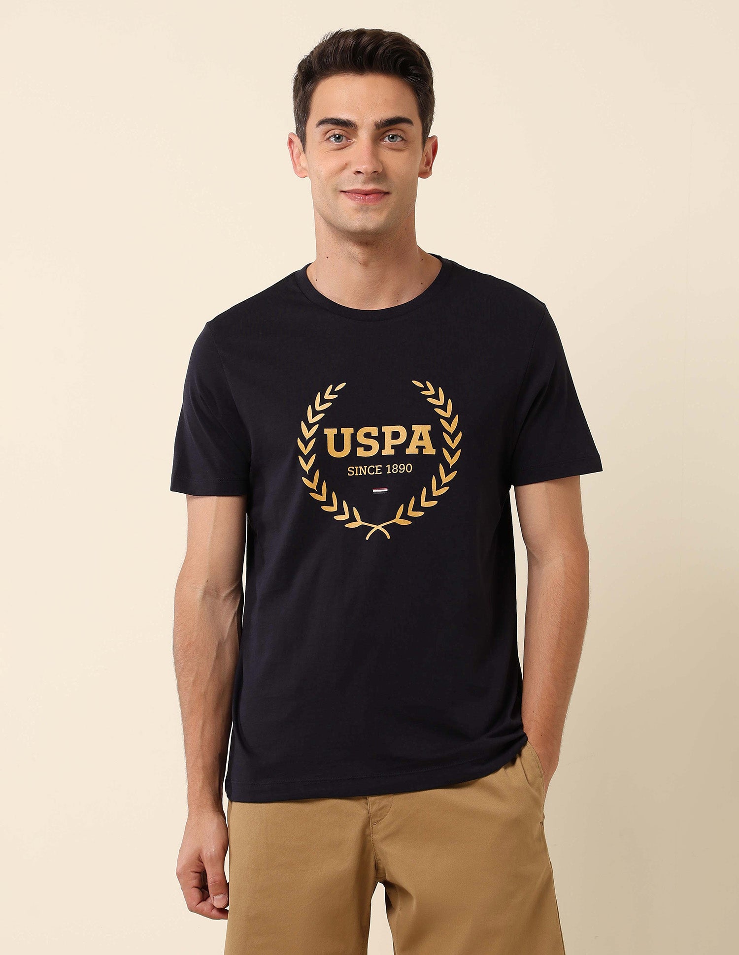 Brand Printed Pure Cotton T-Shirt Navy - U.S. POLO ASSN. | Large