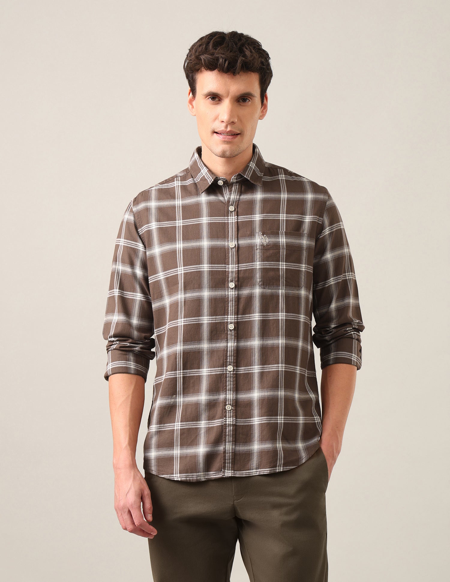 Tartan Checked Twill Shirt Brown - U.S. Polo Assn. India | Large