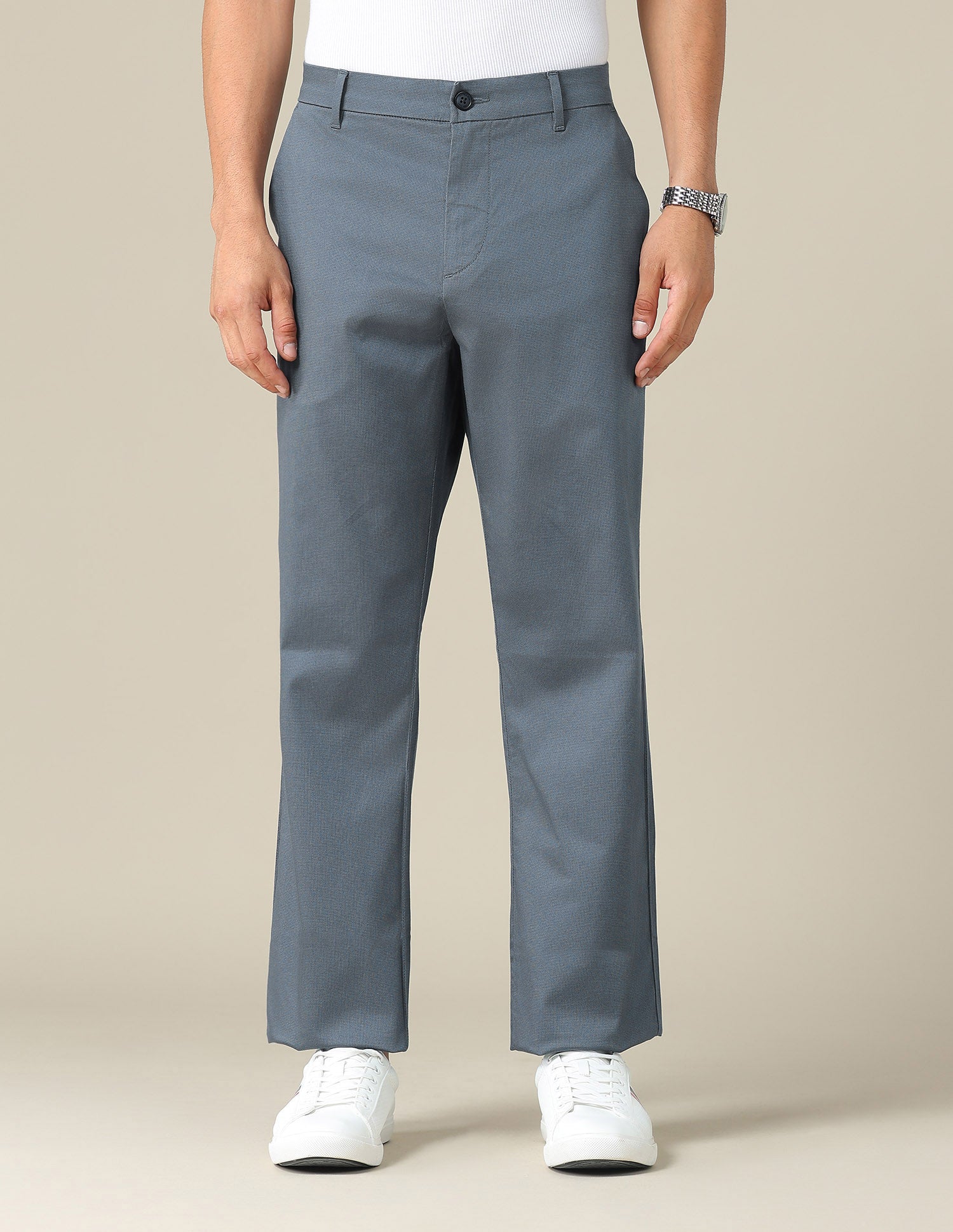 Riley Straight Fit Satin Trousers Dark Blue - U.S. POLO ASSN. | Large