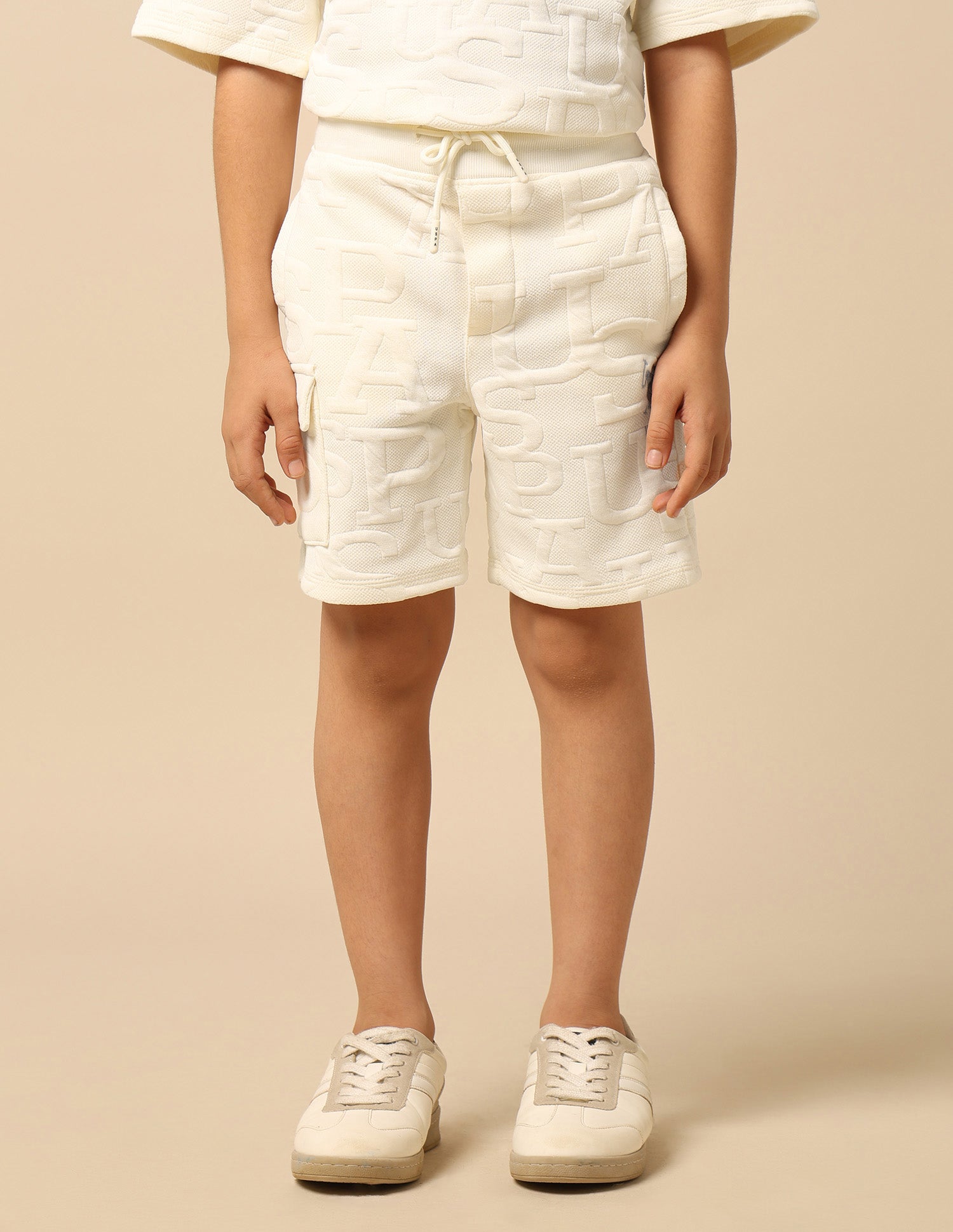 Boys Brand Embossed Regular Fit Shorts White - U.S. POLO ASSN. | Large