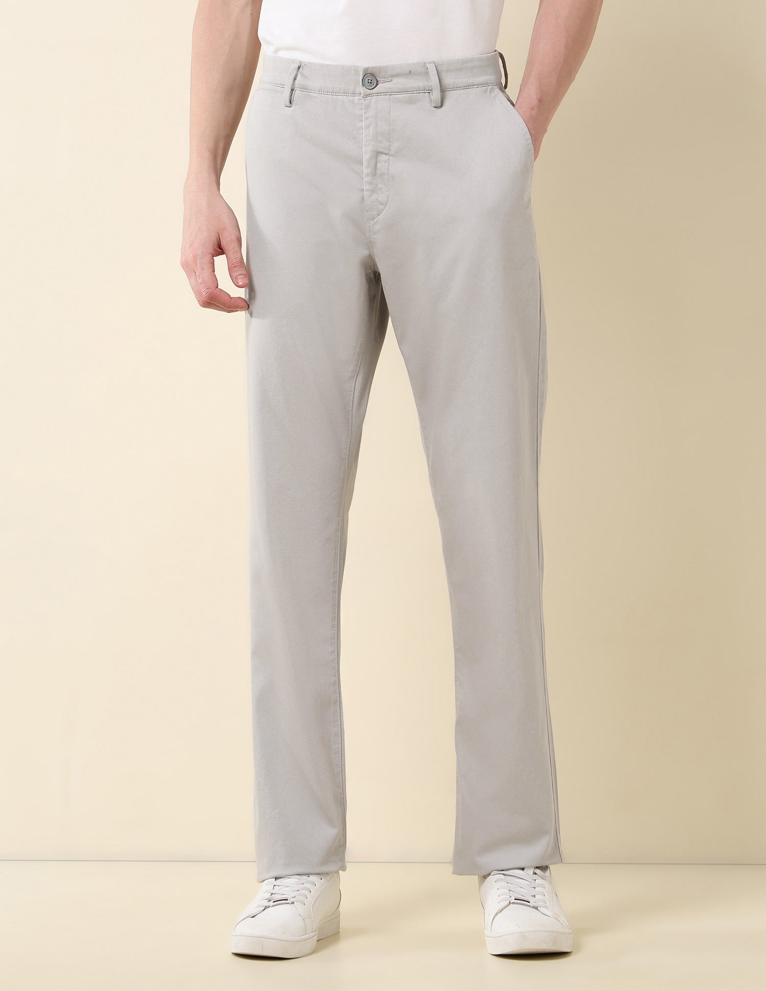 Solid Riley Straight Fit Twill Trousers Grey - U.S. POLO ASSN. | Large