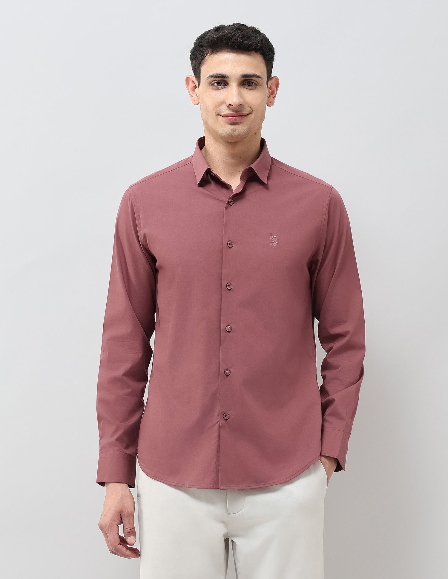 Solid Tailored Fit Shirt Dusty Pink - U.S. Polo Assn. India | Large