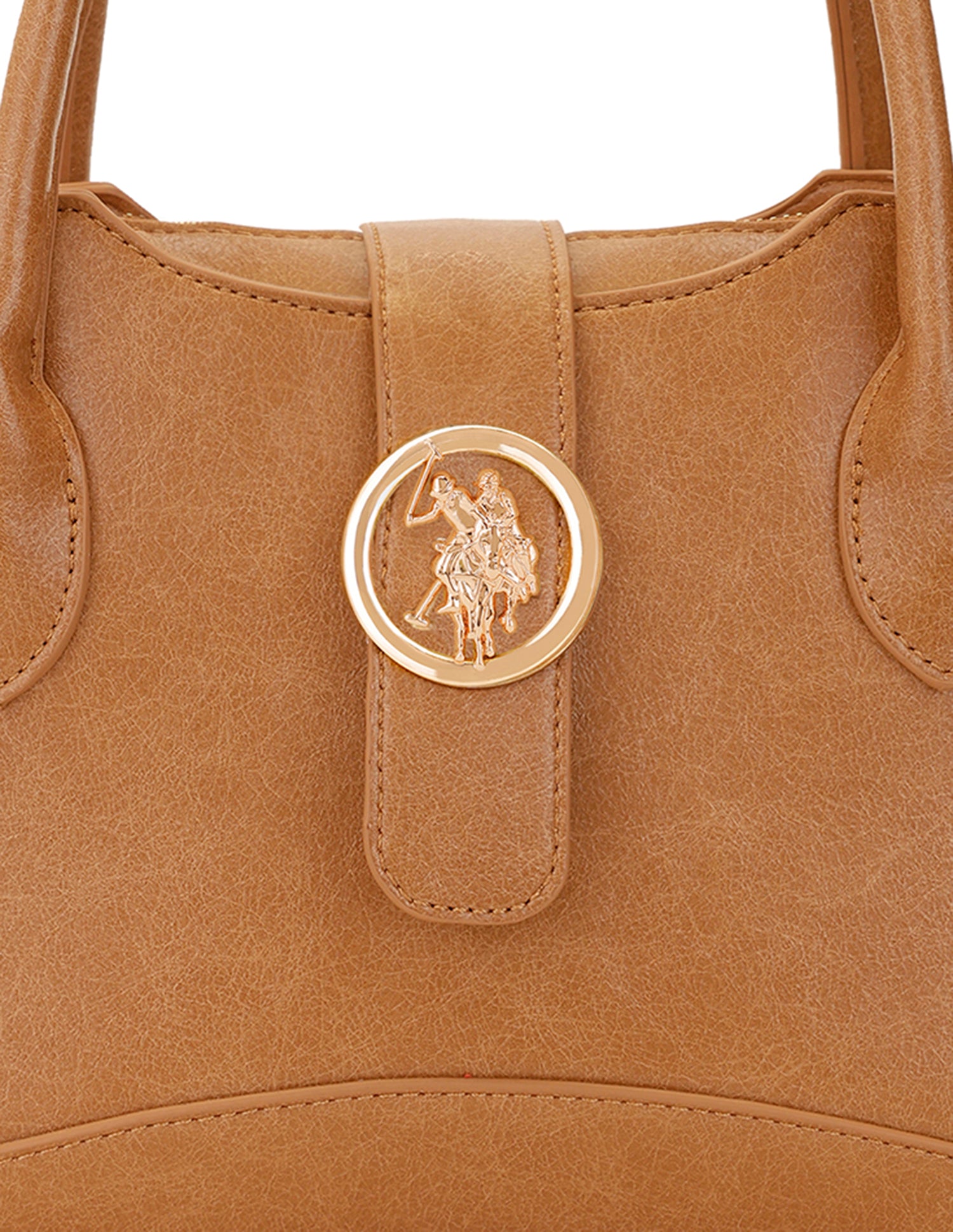 Women Ami Textured Satchel Bag Tan - U.S. POLO ASSN. | Large