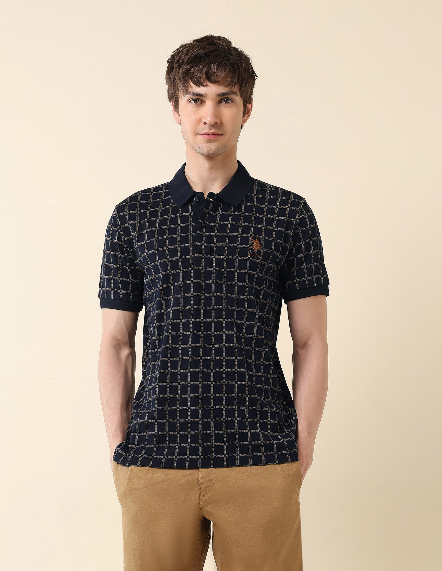 Brand Printed Gold Cup Polo Shirt Navy - U.S. Polo Assn. India | Large