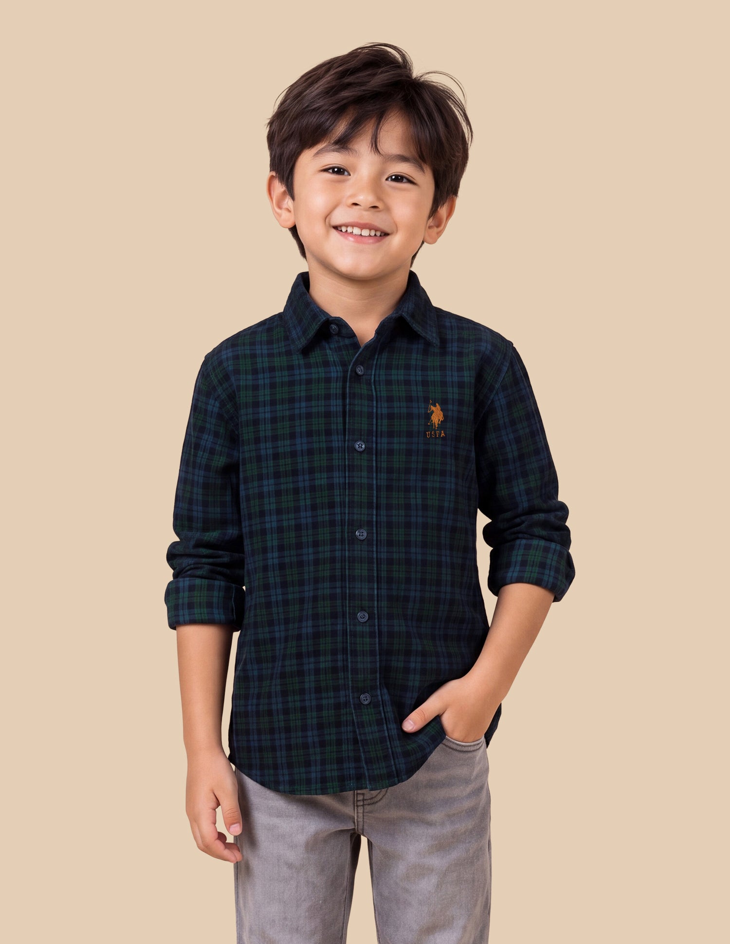 Plaid Checked Regular Fit Shirt Green - U.S. Polo Assn. India | Large