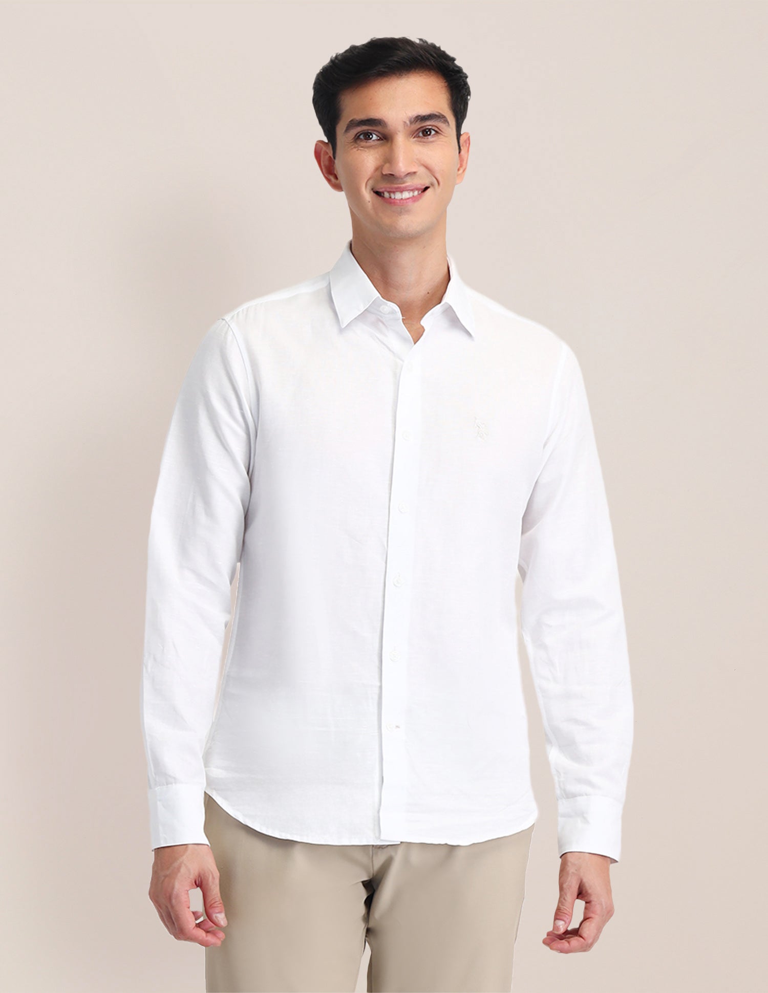 Solid Slim Fit Shirt White - U.S. Polo Assn. India | Large