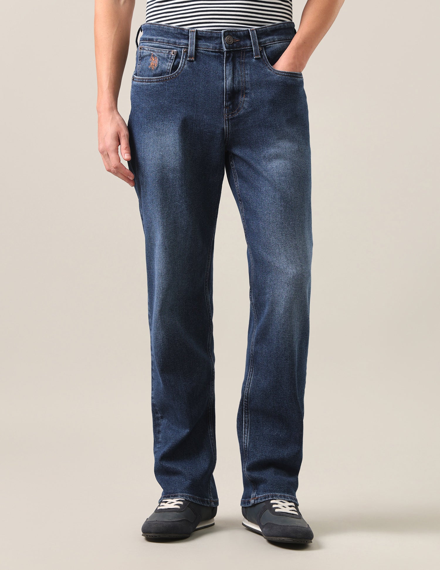 Shawn Relaxed Fit Blue Jeans Mid Blue - U.S. Polo Assn. India | Large