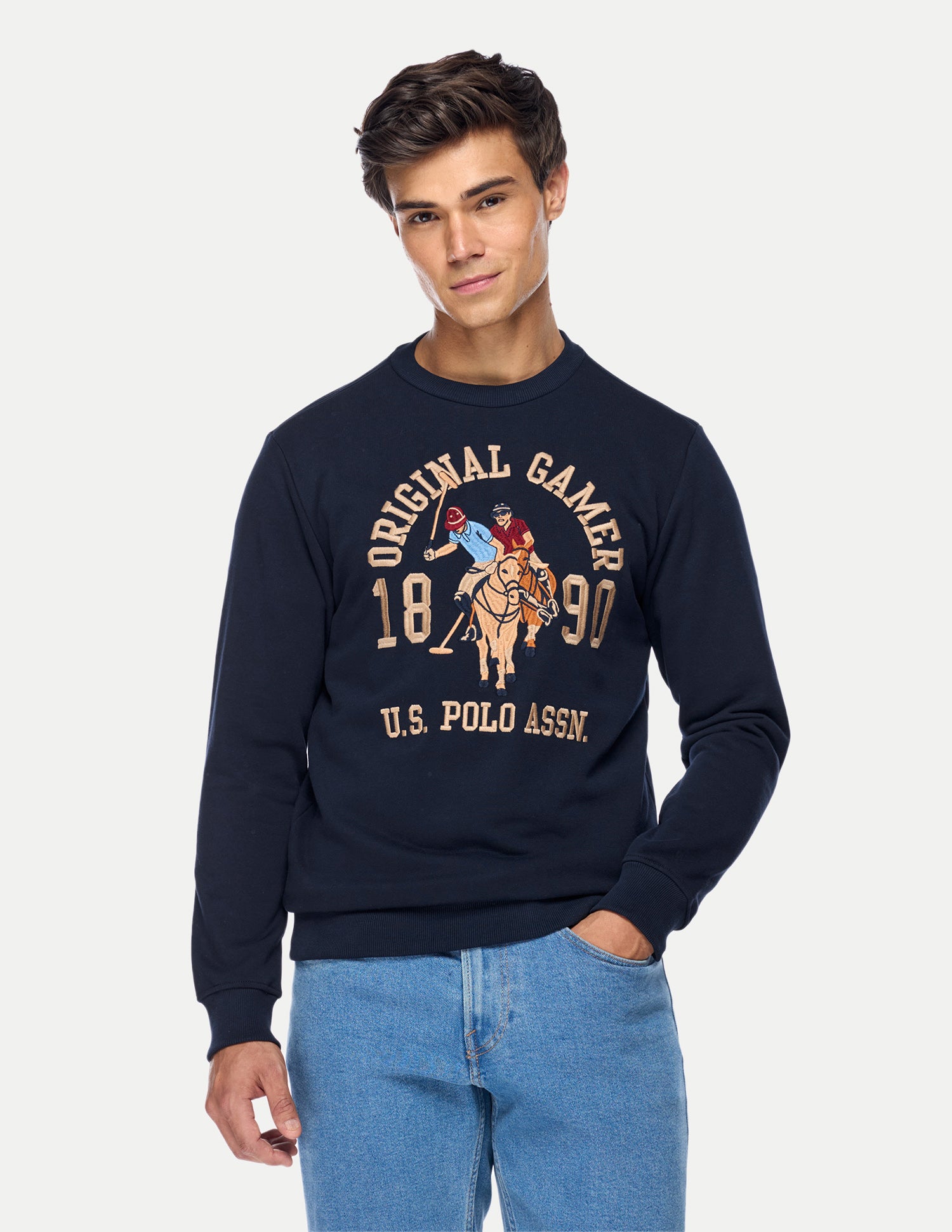 Graphic Brand Printed Regular Fit Sweatshirt Dark Blue - U.S. Polo Assn. India | Large