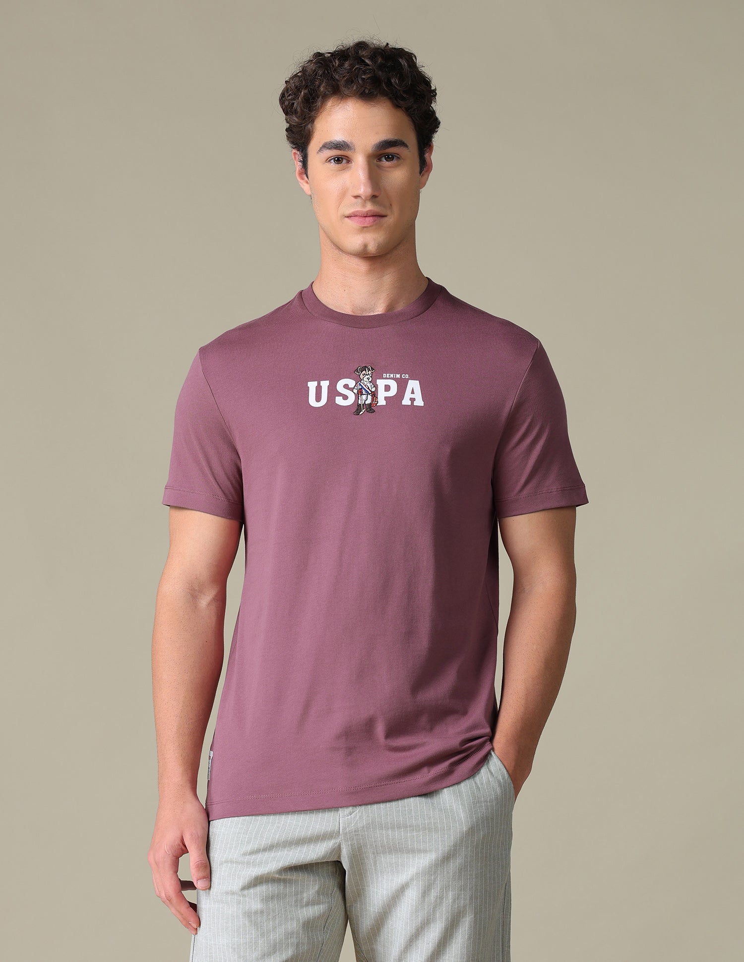 Graphic Printed Slim Fit T-Shirt Pink - U.S. Polo Assn. India | Large