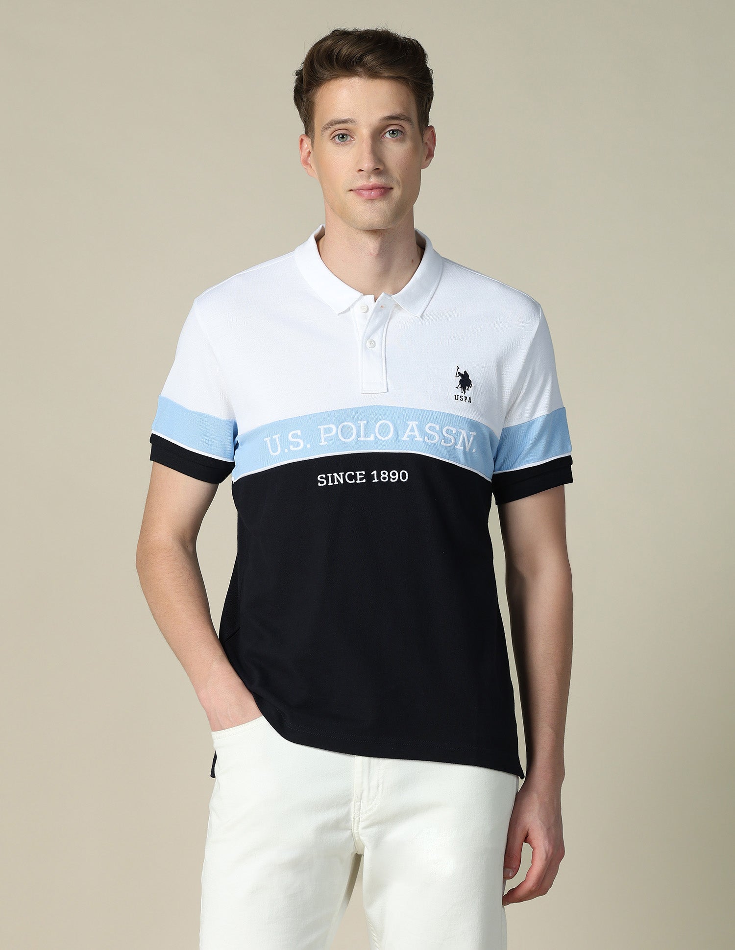 Brand Embroidered Regular Fit Polo Shirt White - U.S. POLO ASSN. | Large