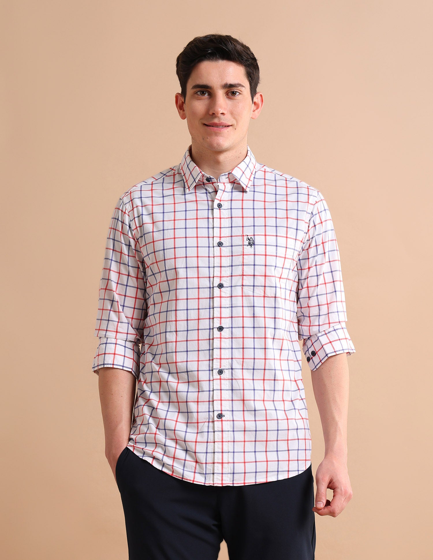 Grid Twill Shirt White - U.S. POLO ASSN. | Large