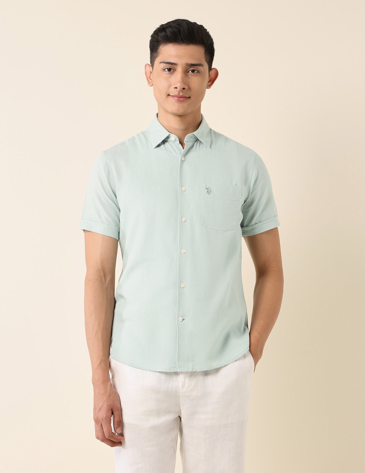 Solid Tailored Fit Shirt Green - U.S. Polo Assn. India | Large