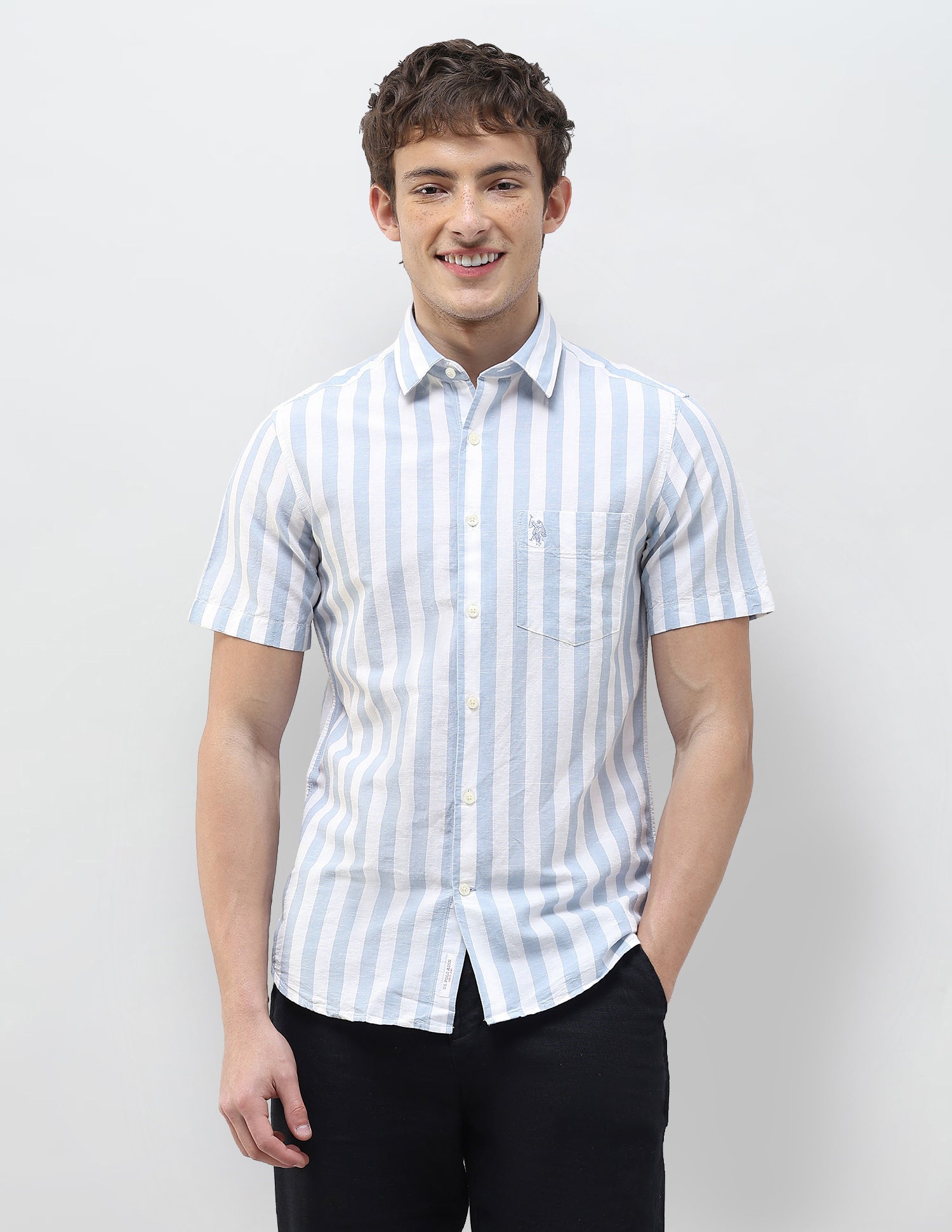 Vertical Striped Regular Fit Shirt Blue - U.S. Polo Assn. India | Large