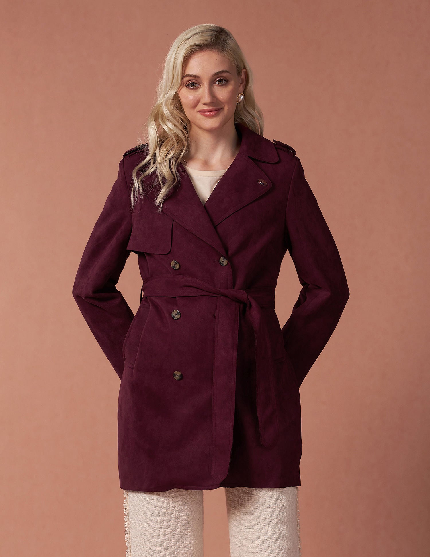 Longline Lapel Collar Jacket Wine - U.S. POLO ASSN. | Large