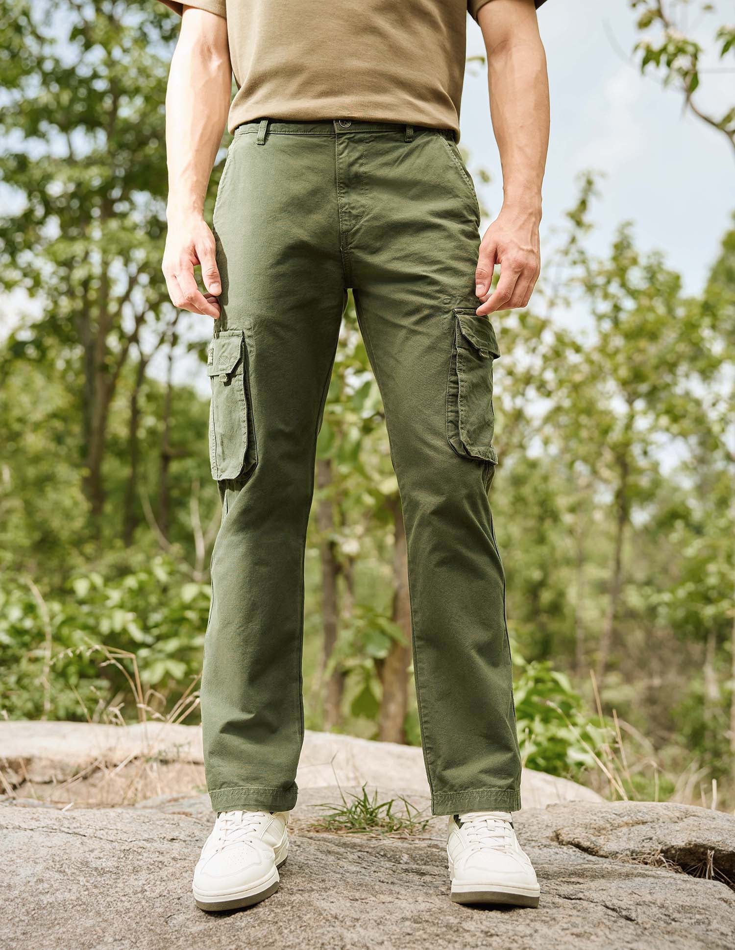Mid Rise Twill Straight Fit Trousers Olive - U.S. Polo Assn. India | Large