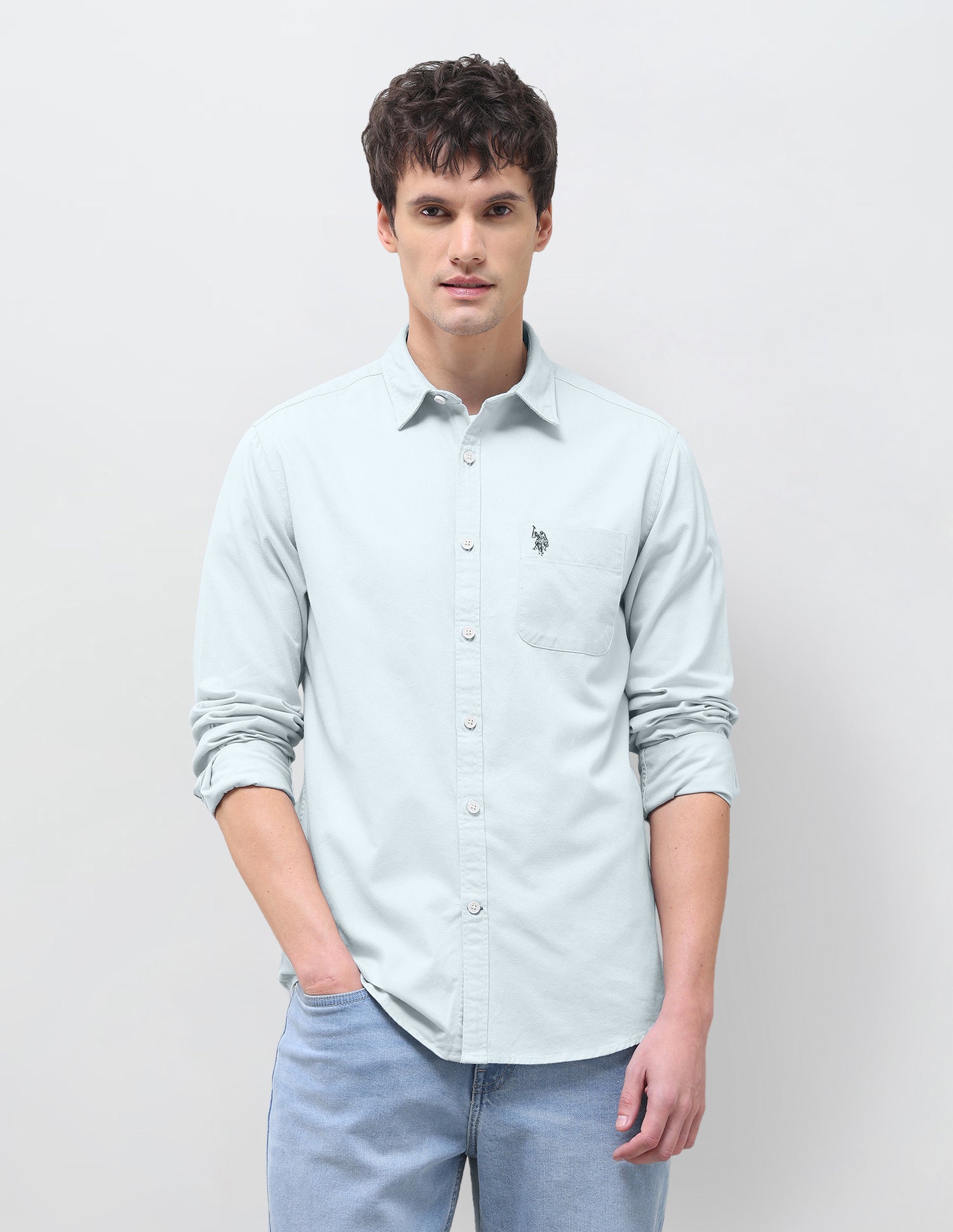 Solid Regular Fit Shirt Grey - U.S. Polo Assn. India | Large