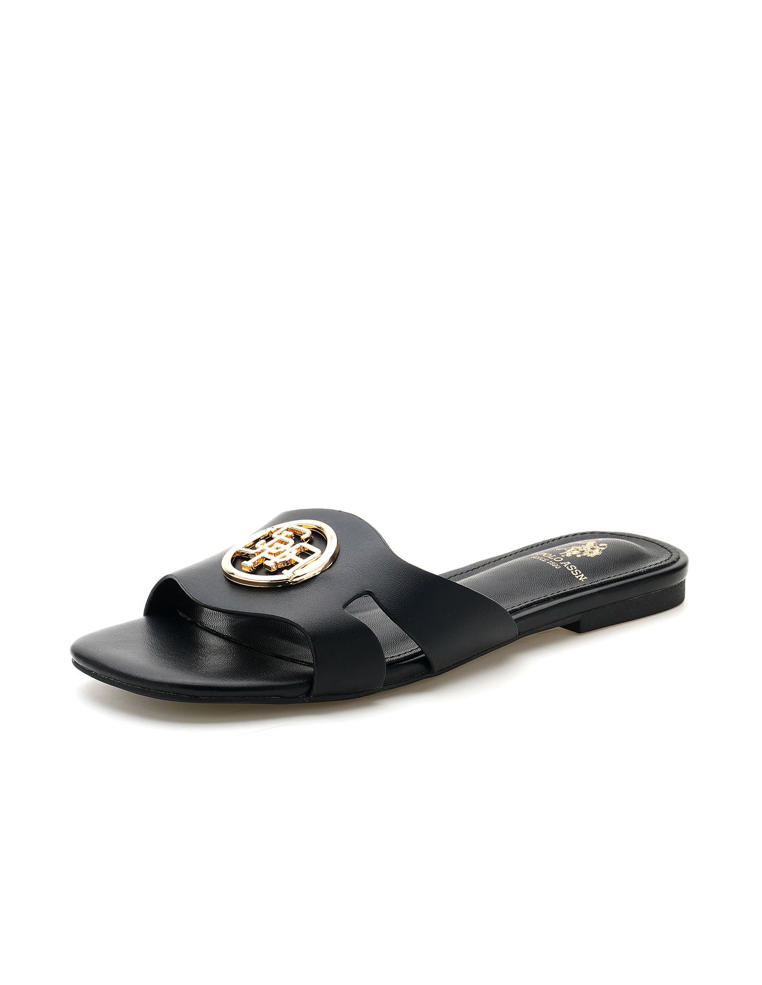 Logo Accent Vamp Strap Perla Sandals Black - U.S. POLO ASSN. | Large