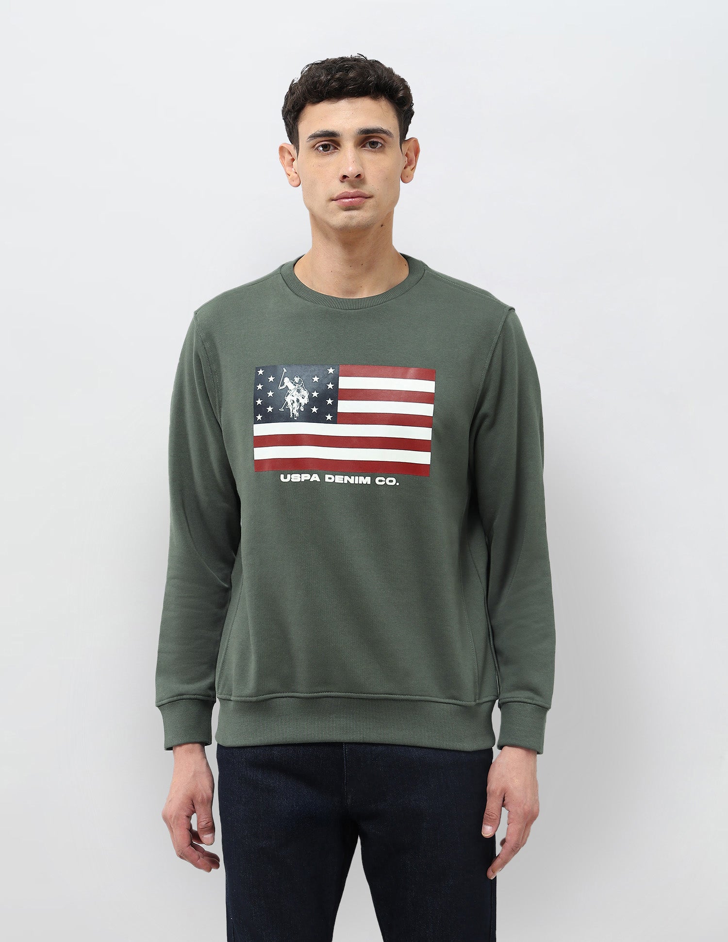 Graphic Printed Regular Fit Sweatshirt Olive - U.S. POLO ASSN. | Large
