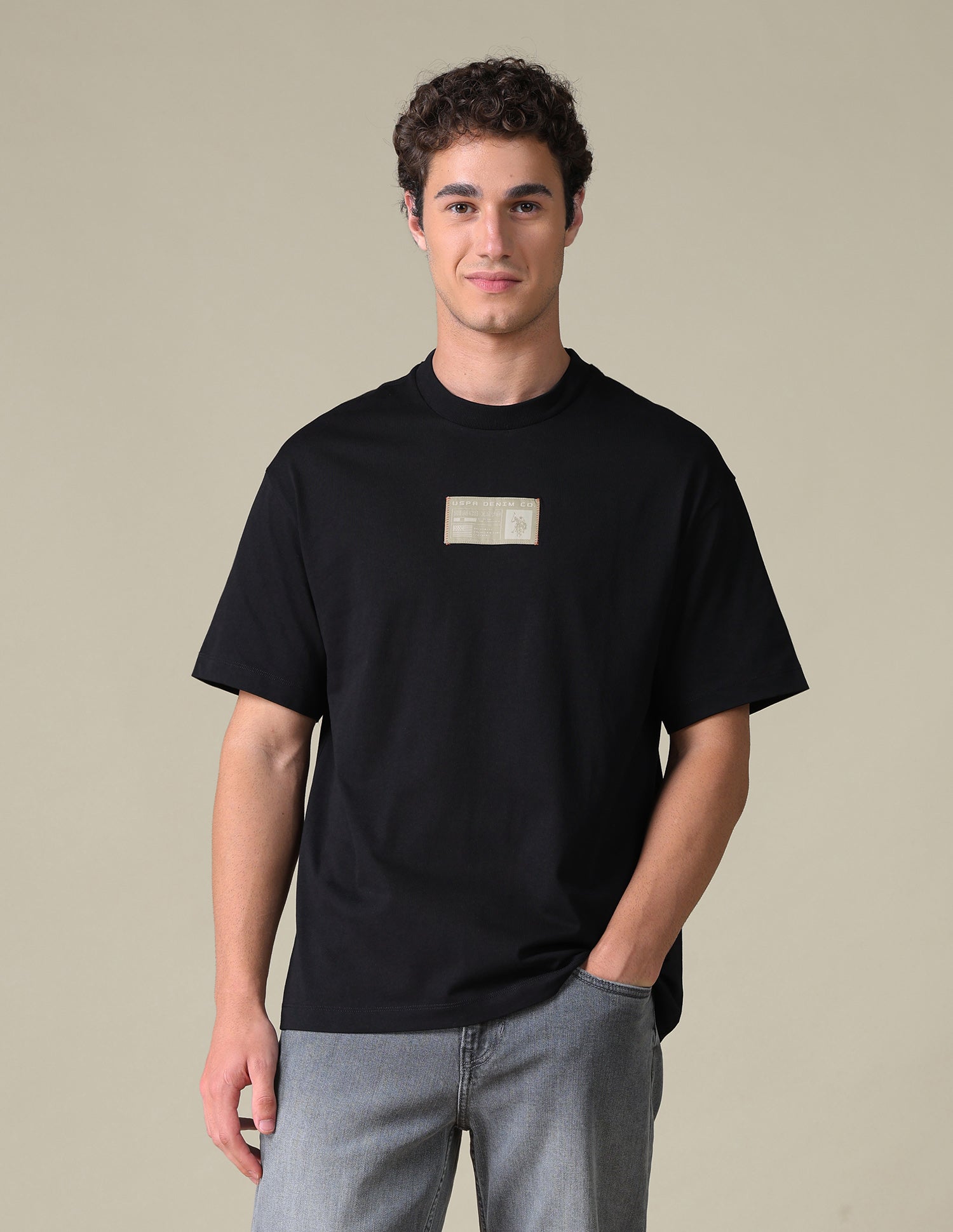 Relaxed Fit Solid T-Shirt Black - U.S. Polo Assn. India | Large