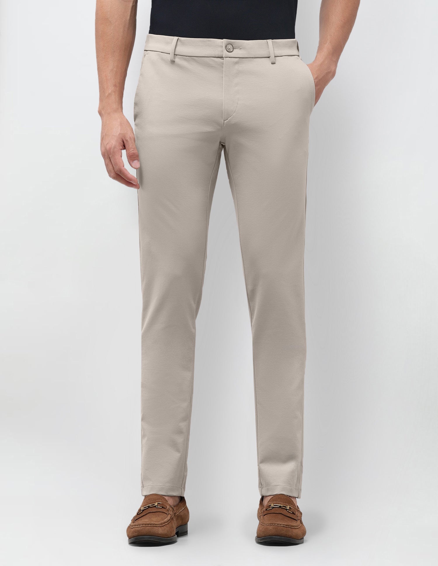Denver Slim Fit Mid Rise Trousers Stone - U.S. Polo Assn. India | Large