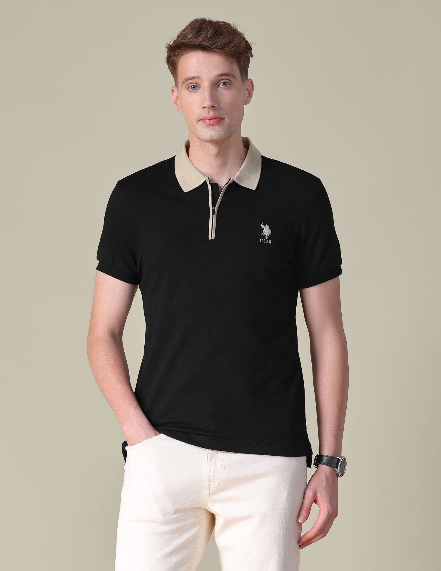 Solid Slim Fit Polo Shirt Black - U.S. POLO ASSN. | Large