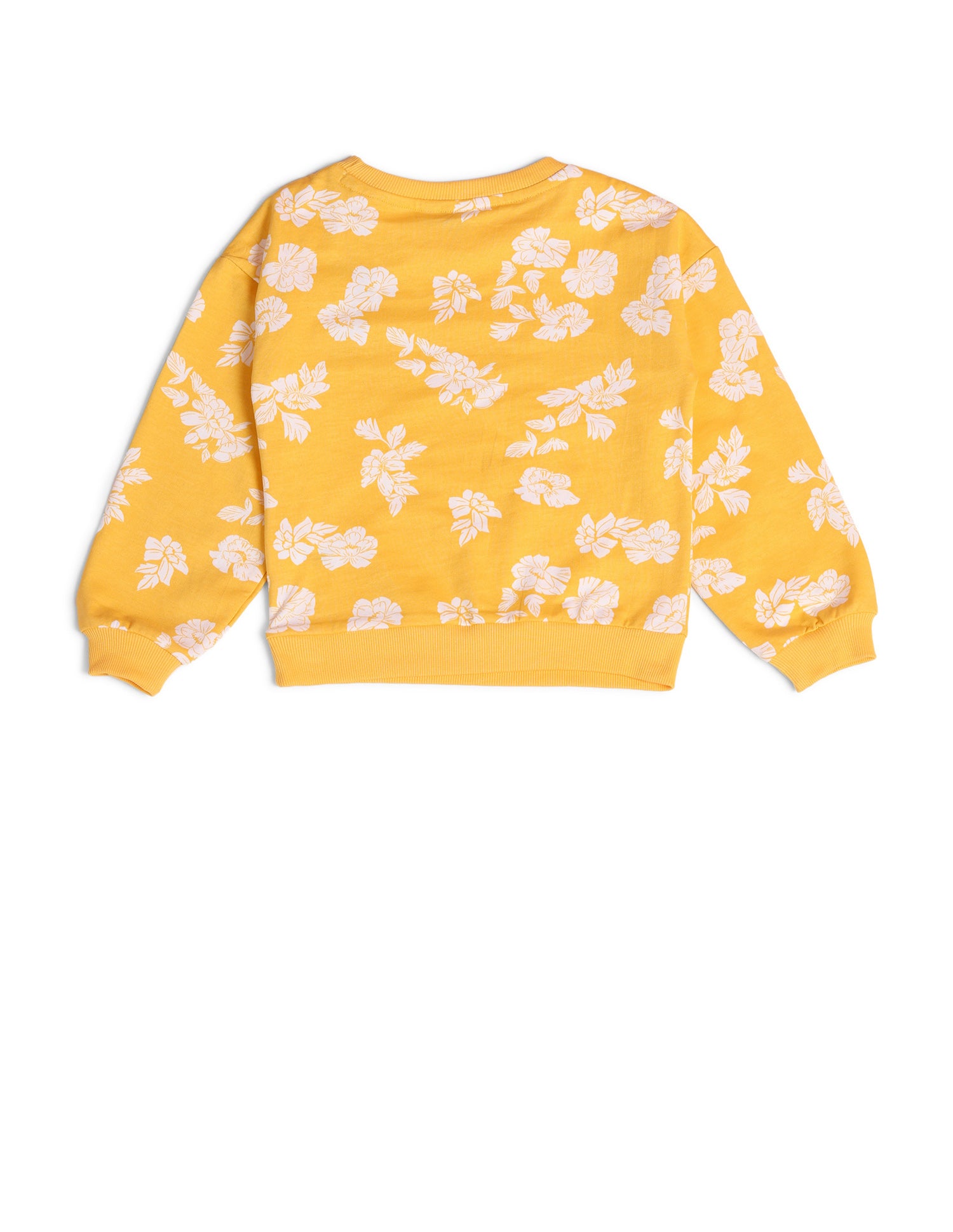 Girls Floral Printed Regular Fit Sweatshirt Yellow - U.S. POLO ASSN. | Large