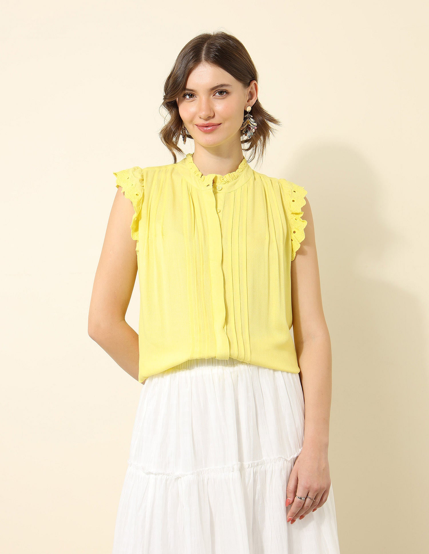 Pintucked Shifflli Top Lime Green - U.S. Polo Assn. India | Large