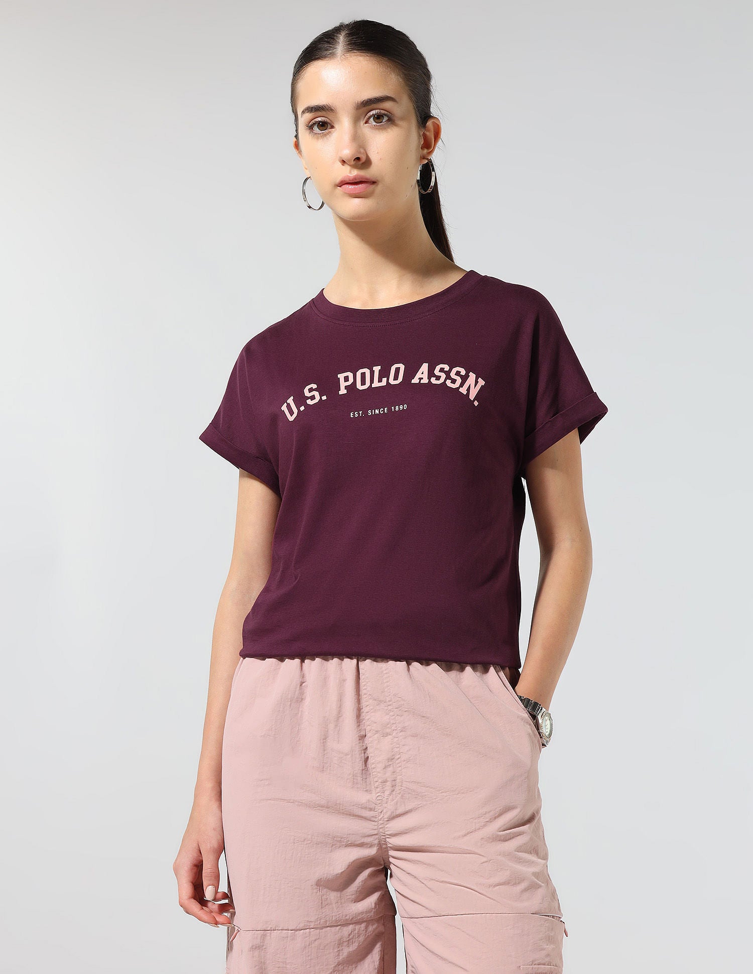 Regular Fit Brand Printed Lounge T-Shirt Maroon - U.S. POLO ASSN. | Large