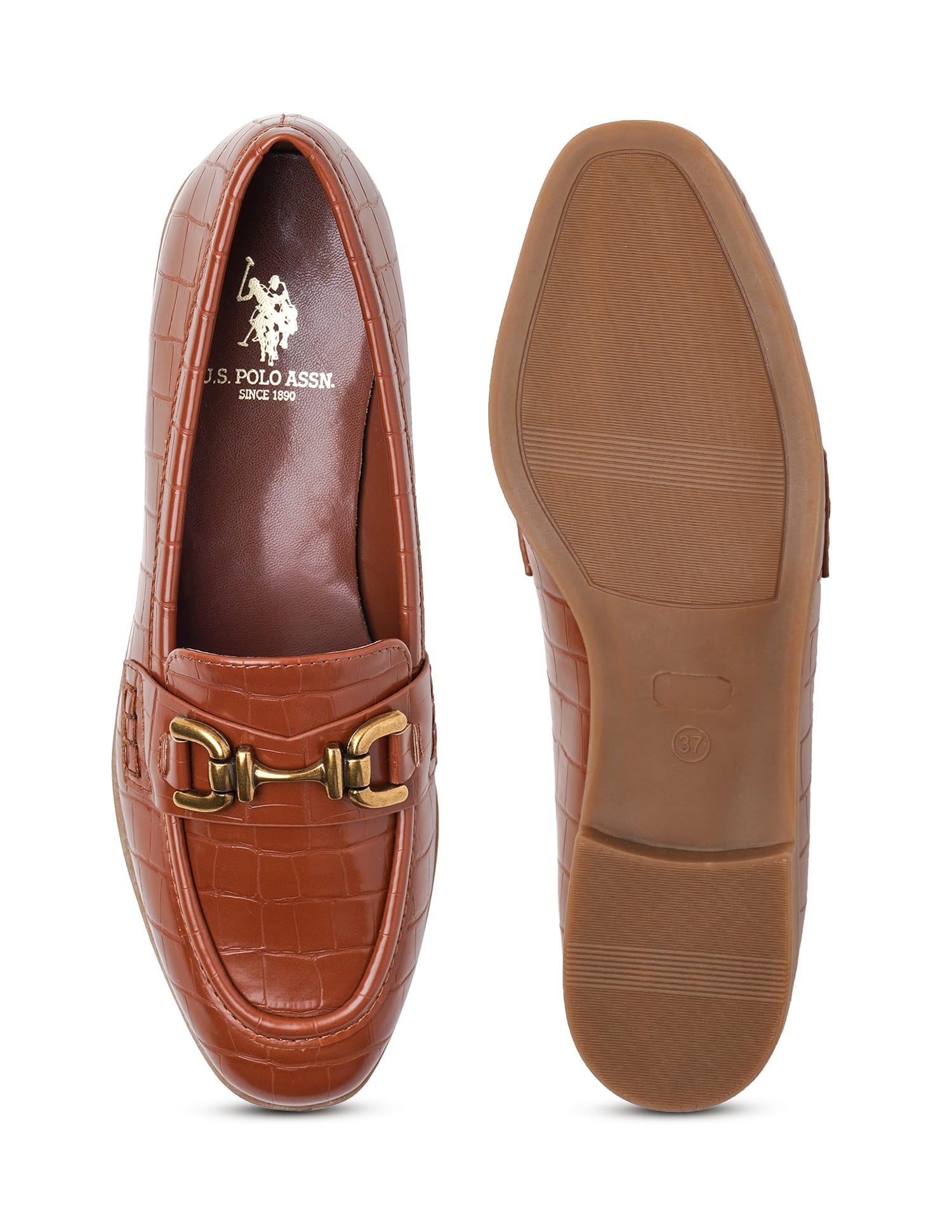 Women Round Toe Leisure Luna Loafers Tan - U.S. Polo Assn. India | Large