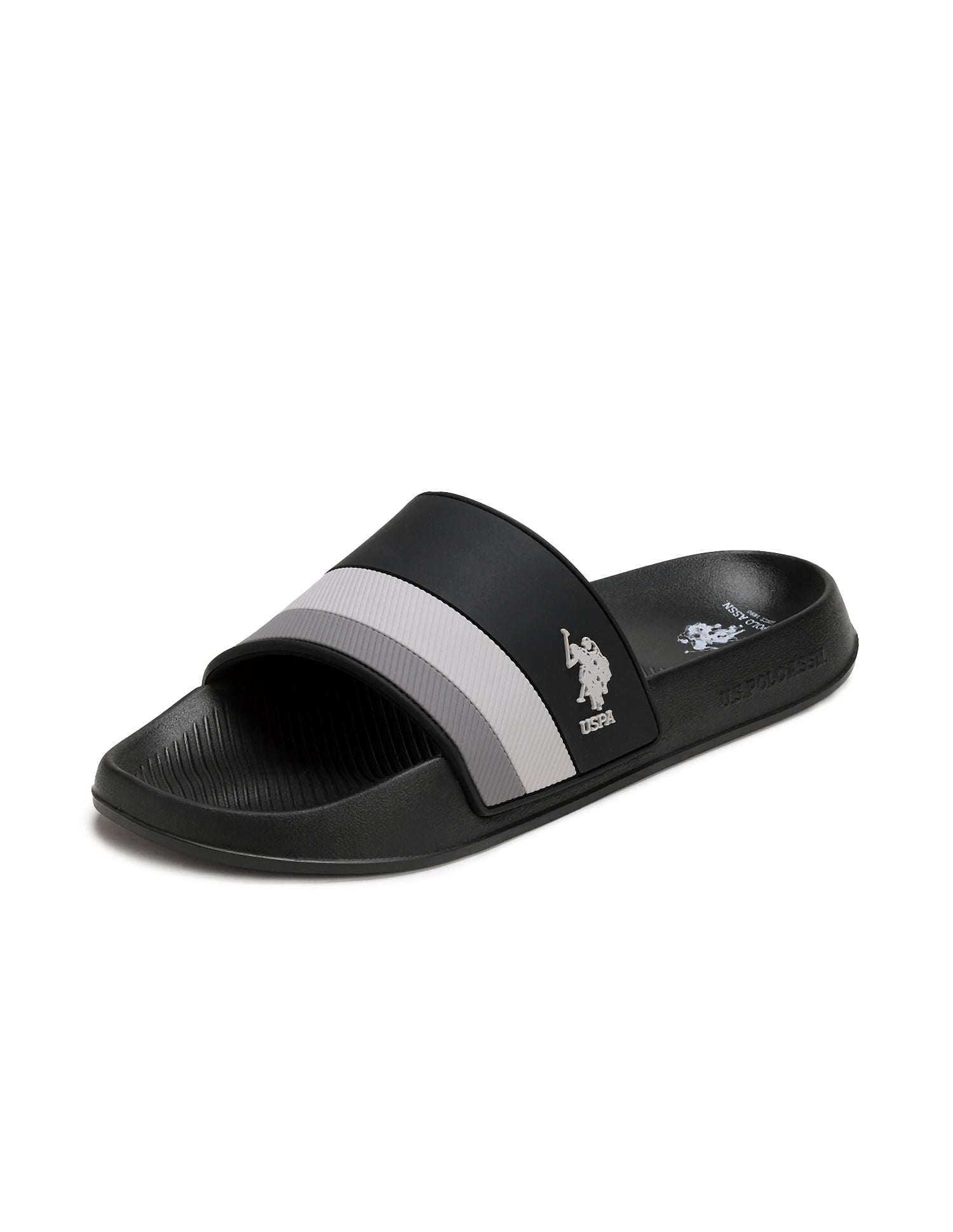 Striped PVC Conex 4.0 Slides Black - U.S. Polo Assn. India | Large