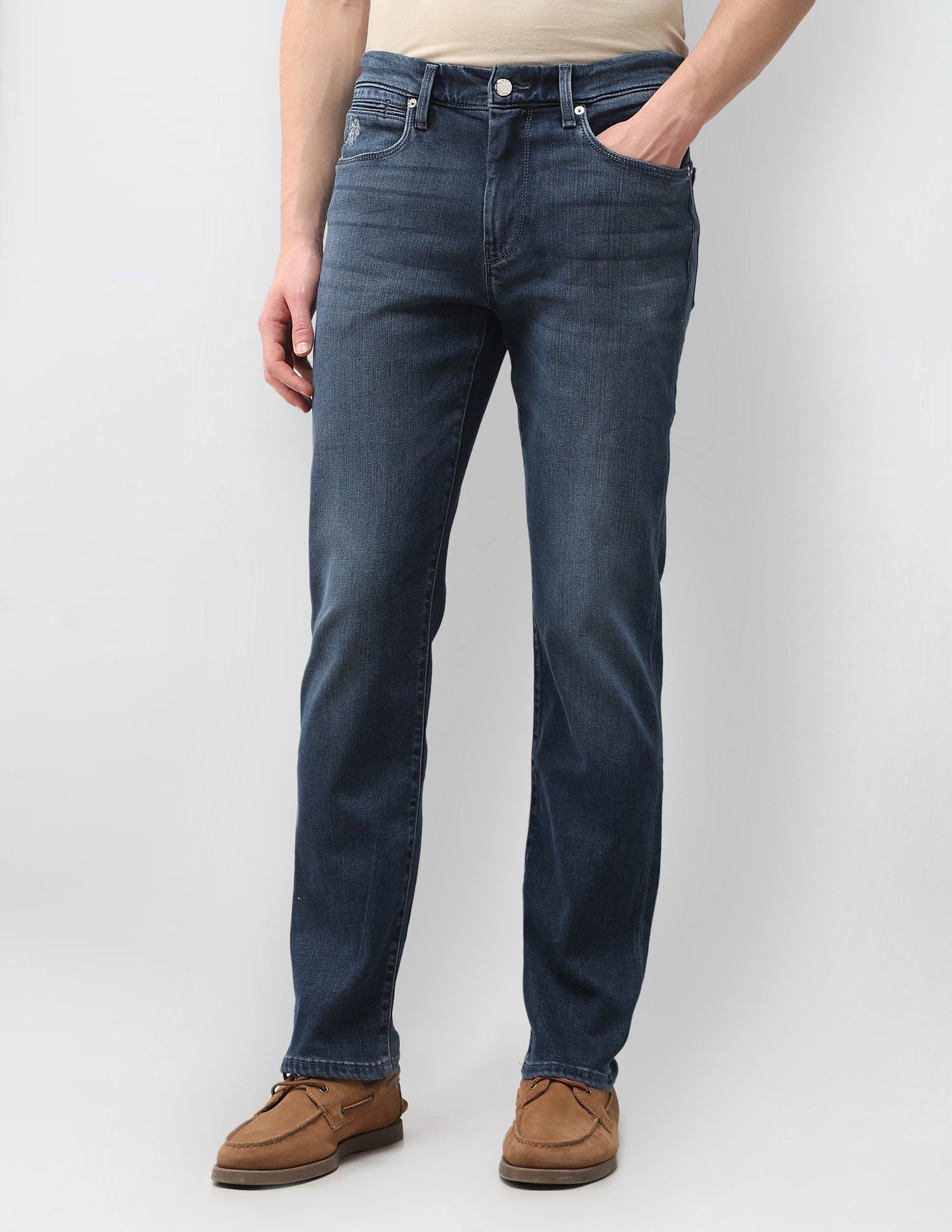 Harold Slim Straight Fit Blue Jeans Mid Blue - U.S. Polo Assn. India | Large